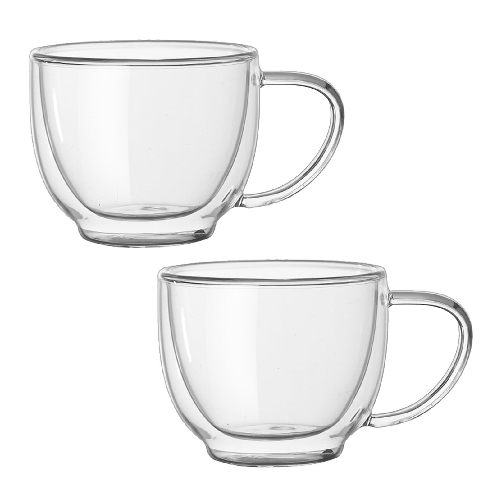 2Pcs Double Layer Glass Mugs Transparent Cups for Coffee Milk Fruit Juice 74mm