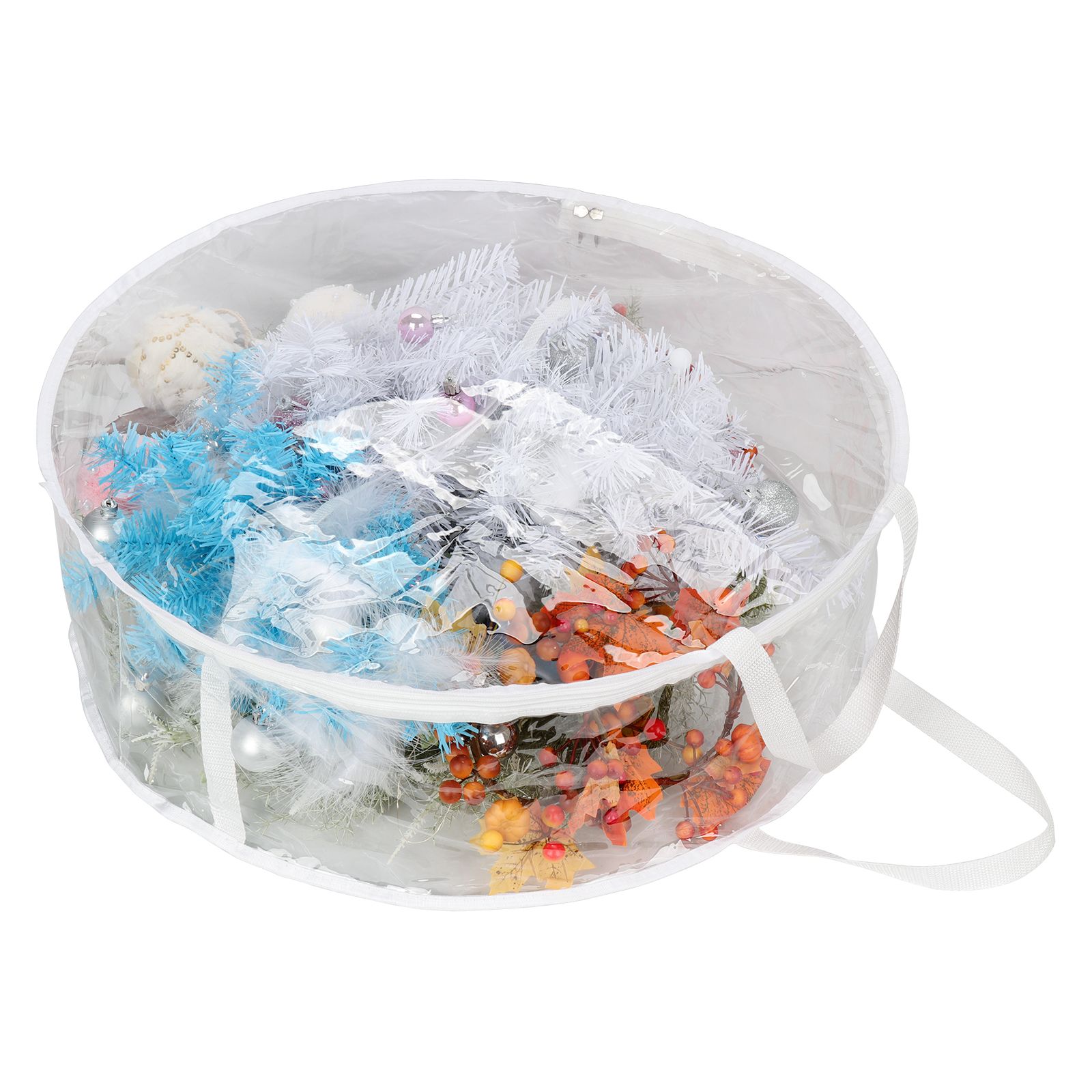 4PCS 24 Inch Holiday Wreath Storage Bag Water Proof PVC Transparent Bag for view 3