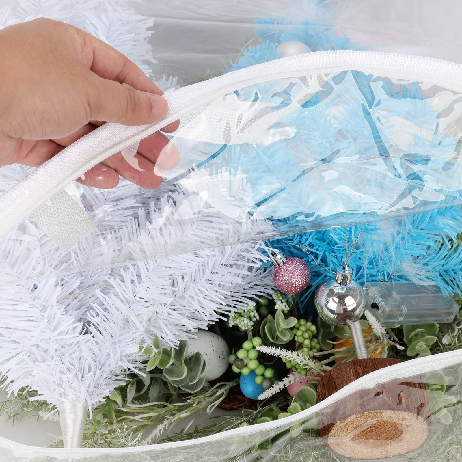 4PCS 24 Inch Holiday Wreath Storage Bag Water Proof PVC Transparent Bag for view 5