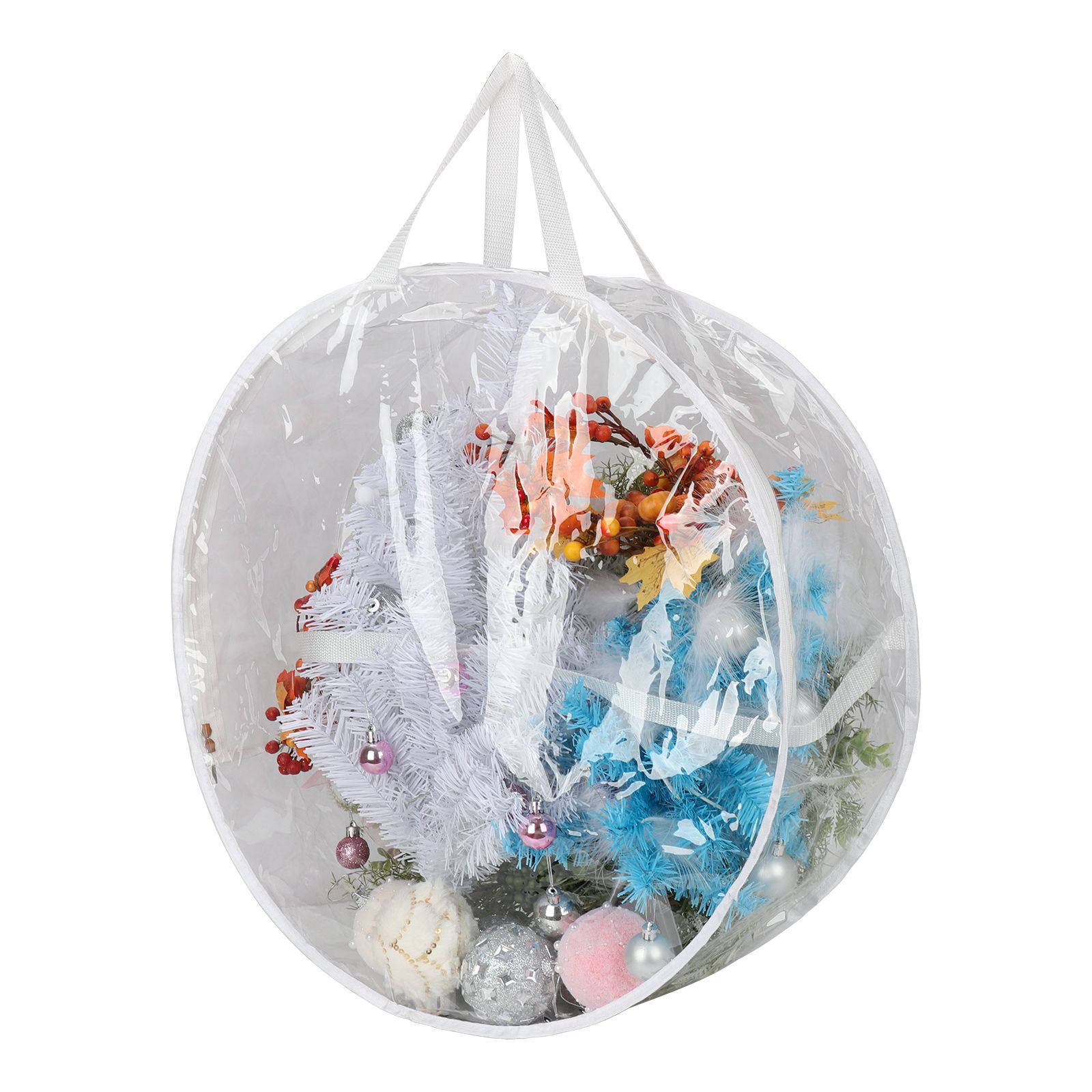 2PCS 24 Inch Holiday Wreath Storage Bag Water Proof PVC Transparent Bag for view 2
