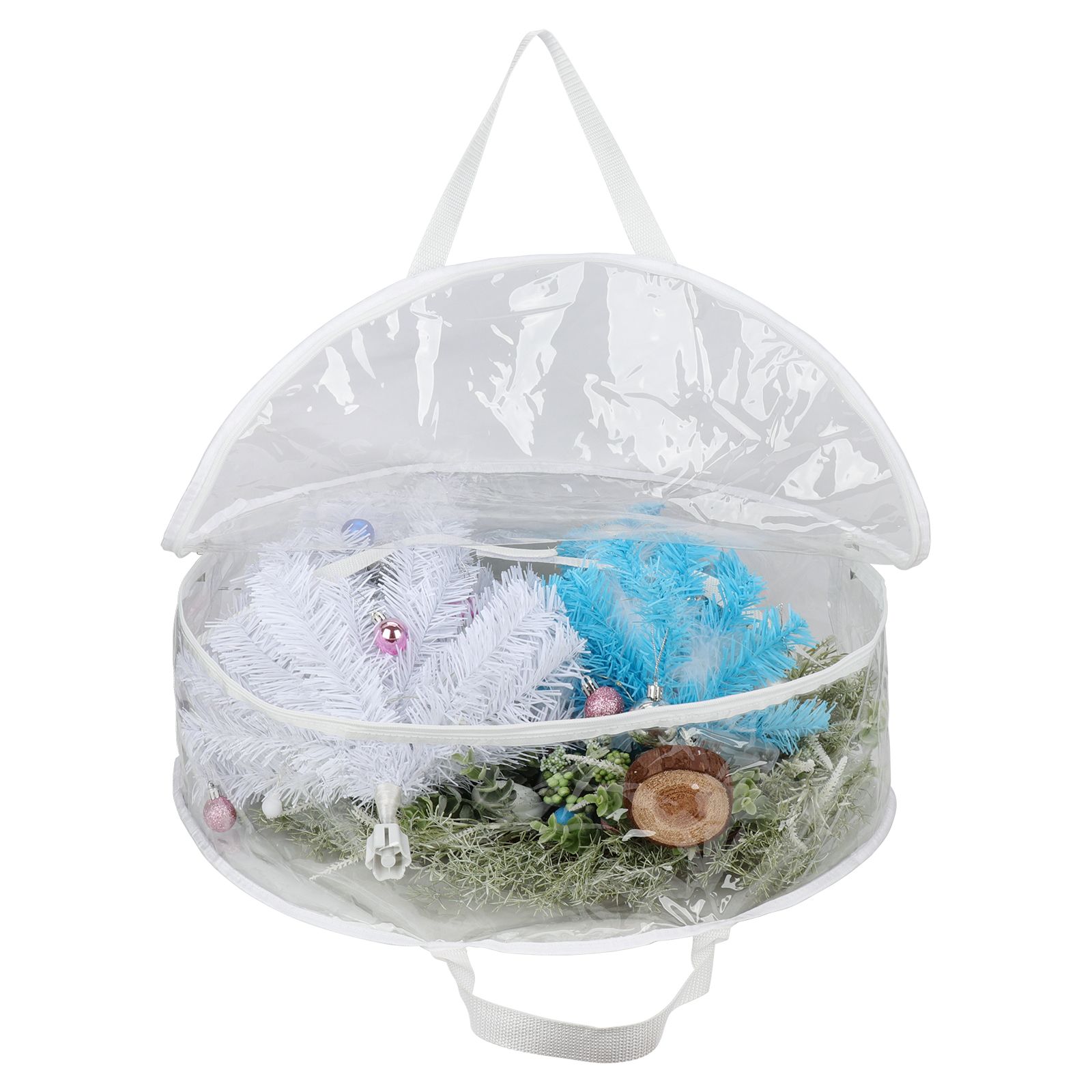 2PCS 30 Inch Holiday Wreath Storage Bag Water Proof PVC Transparent Bag for view 6
