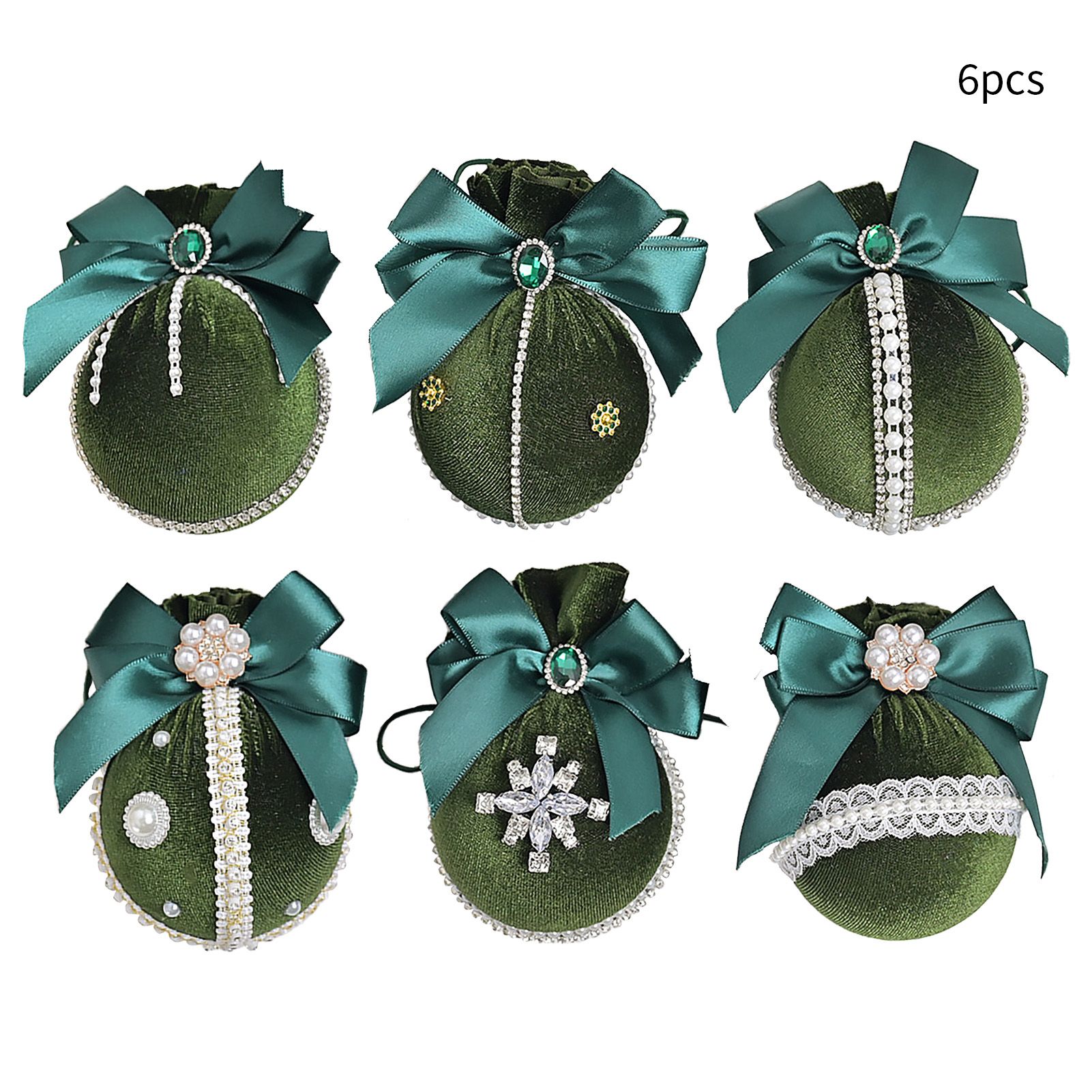 6PCS Velvet Xmas Balls Decorations Elegant Velvet Ornaments for Xmas Tree view 2