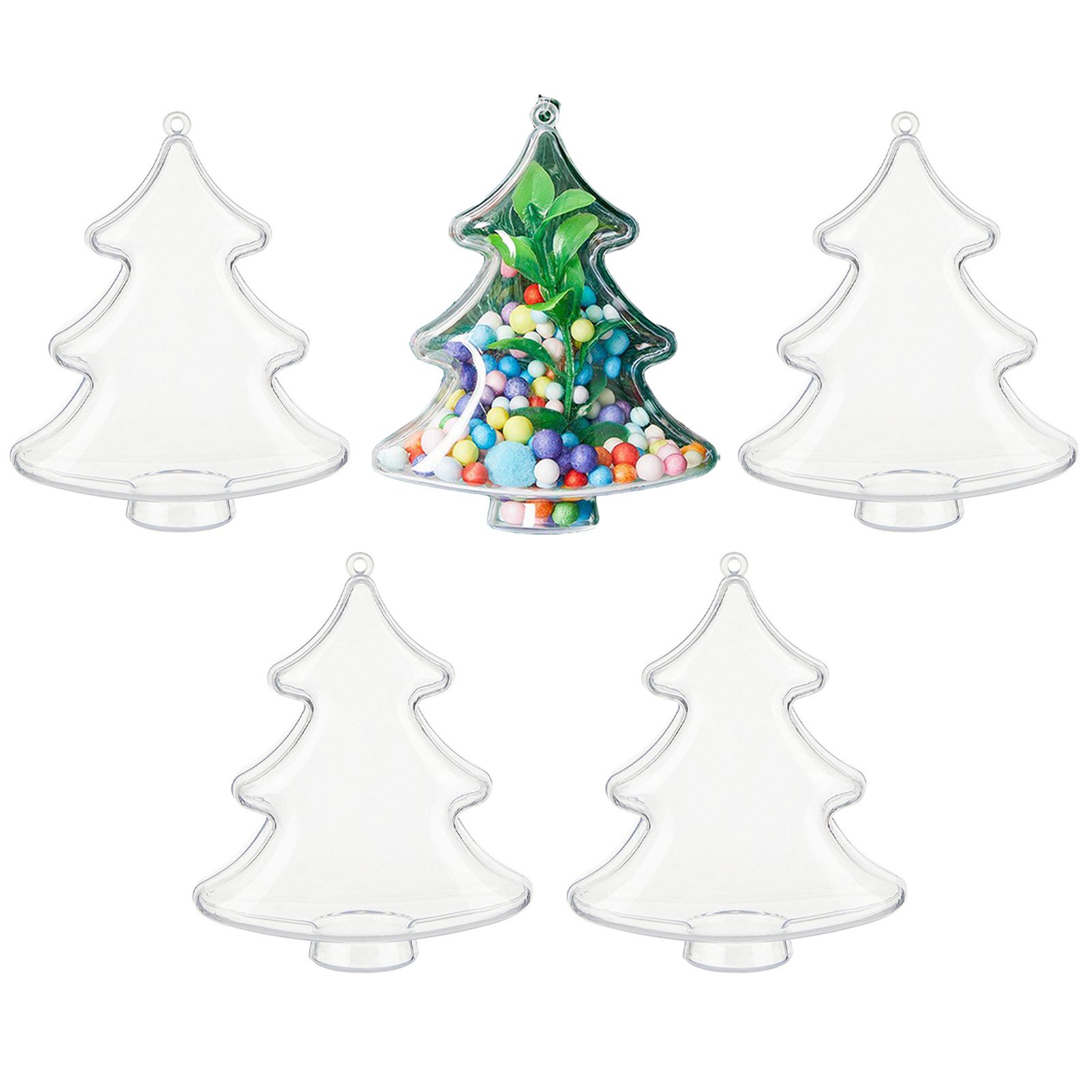 5pcs Clear Plastic Fillable Ornament Ball Xmas Hanging Balls Decorations for — image 1