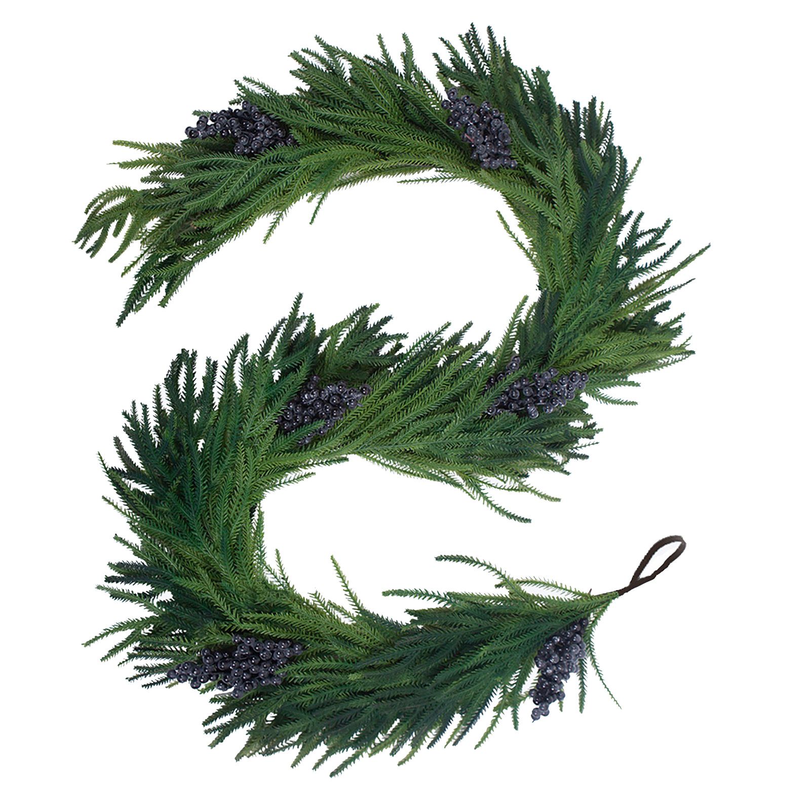 Artificial Norfolk Pine Garland Lifelike Plastic Xmas Pine Garland with Berry