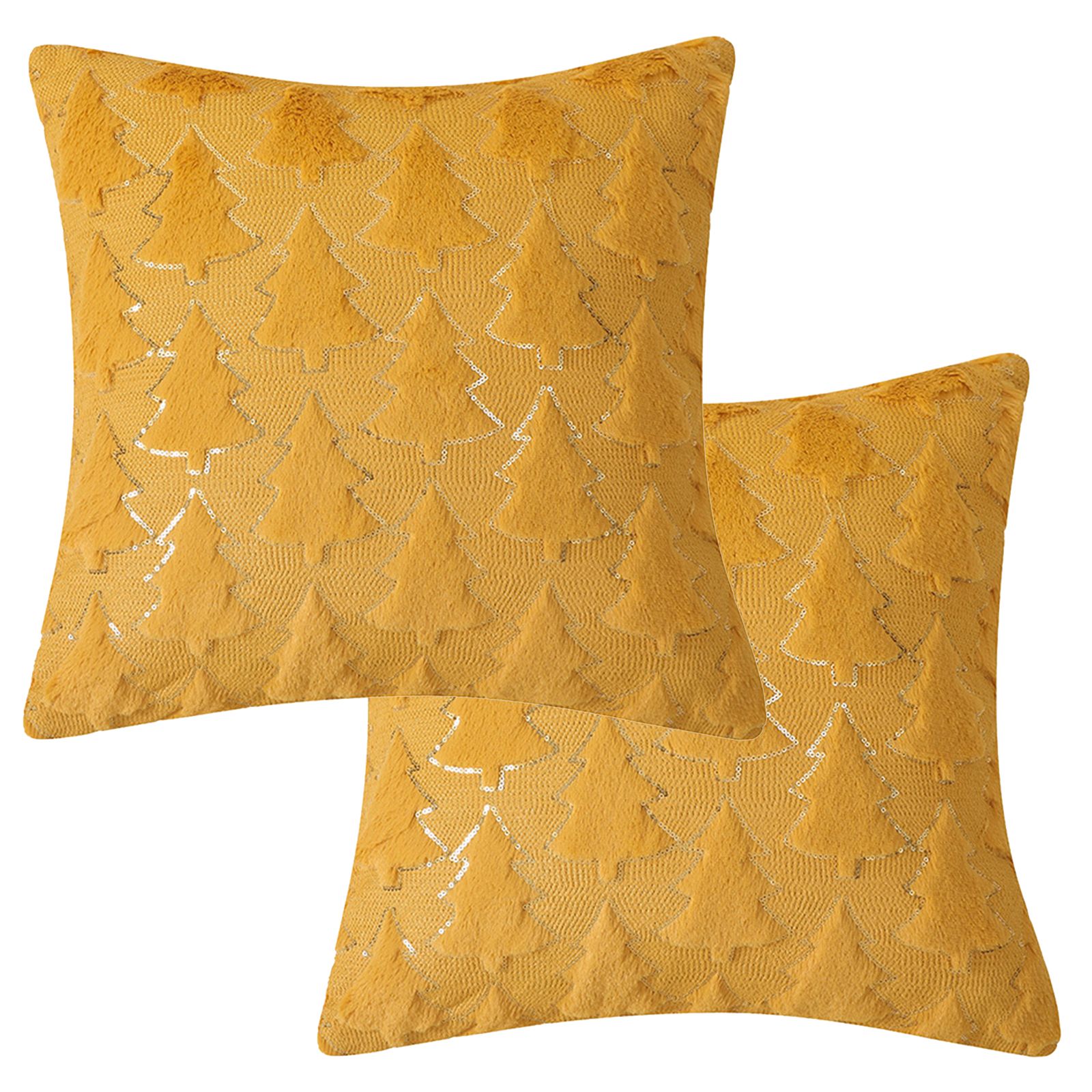 2pcs Throw Pillow Cover Xmas Decorative Plush Cushion Cover 40x40cm Bedside view 2