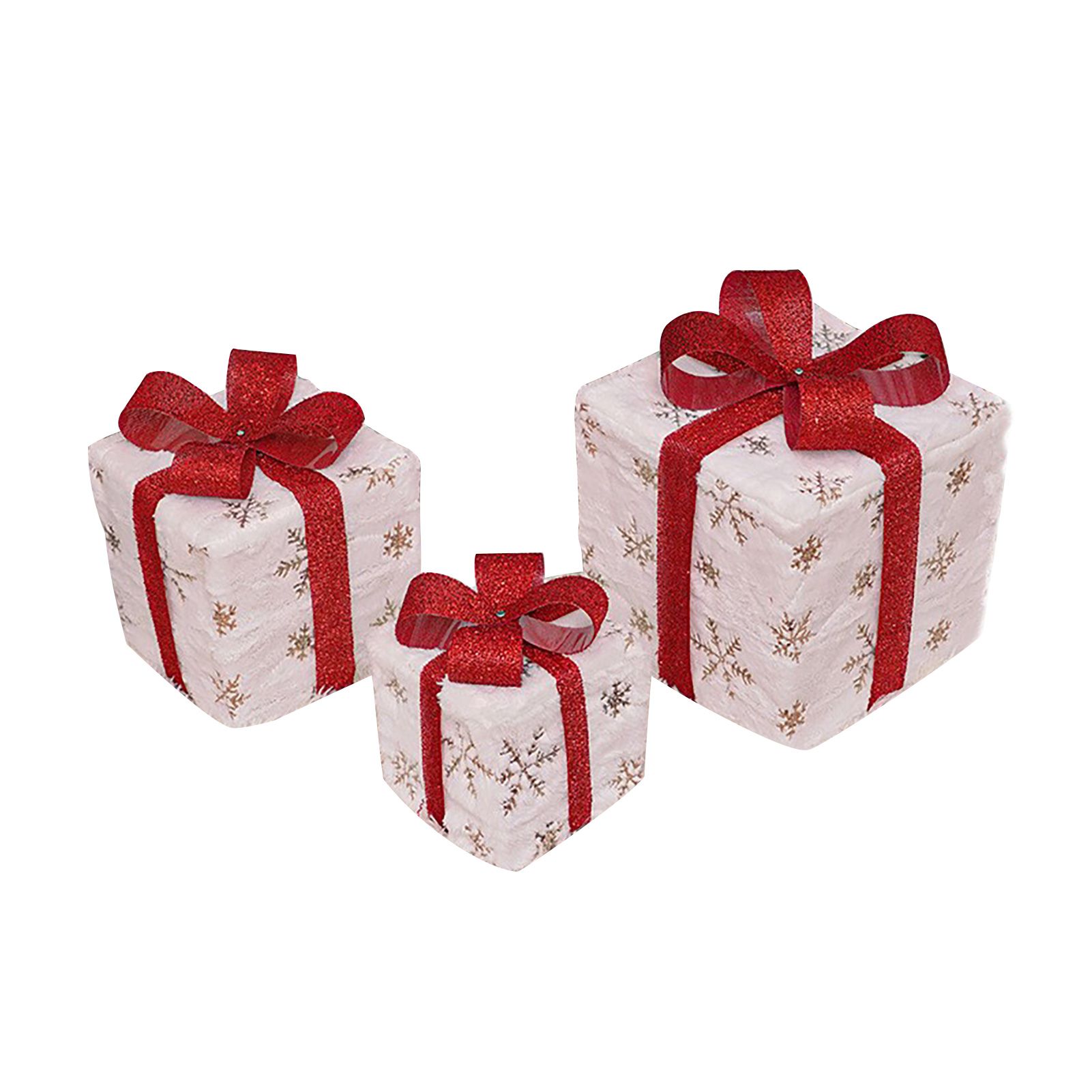 3pcs Lighted Gift Boxes Elegant Pre Lit Xmas Boxes Decorations for Home Stores