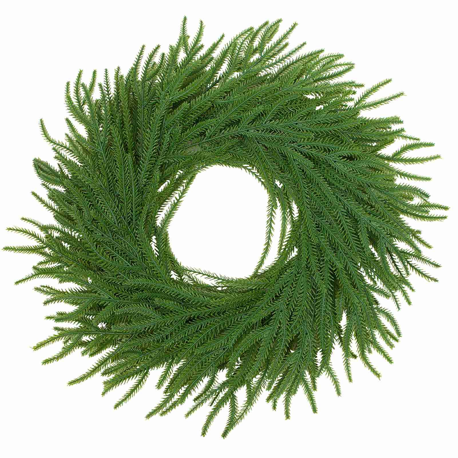 Artificial Norfolk Pine Wreath 60cm Faux Xmas Green Pine Hanging Wreath for view 2
