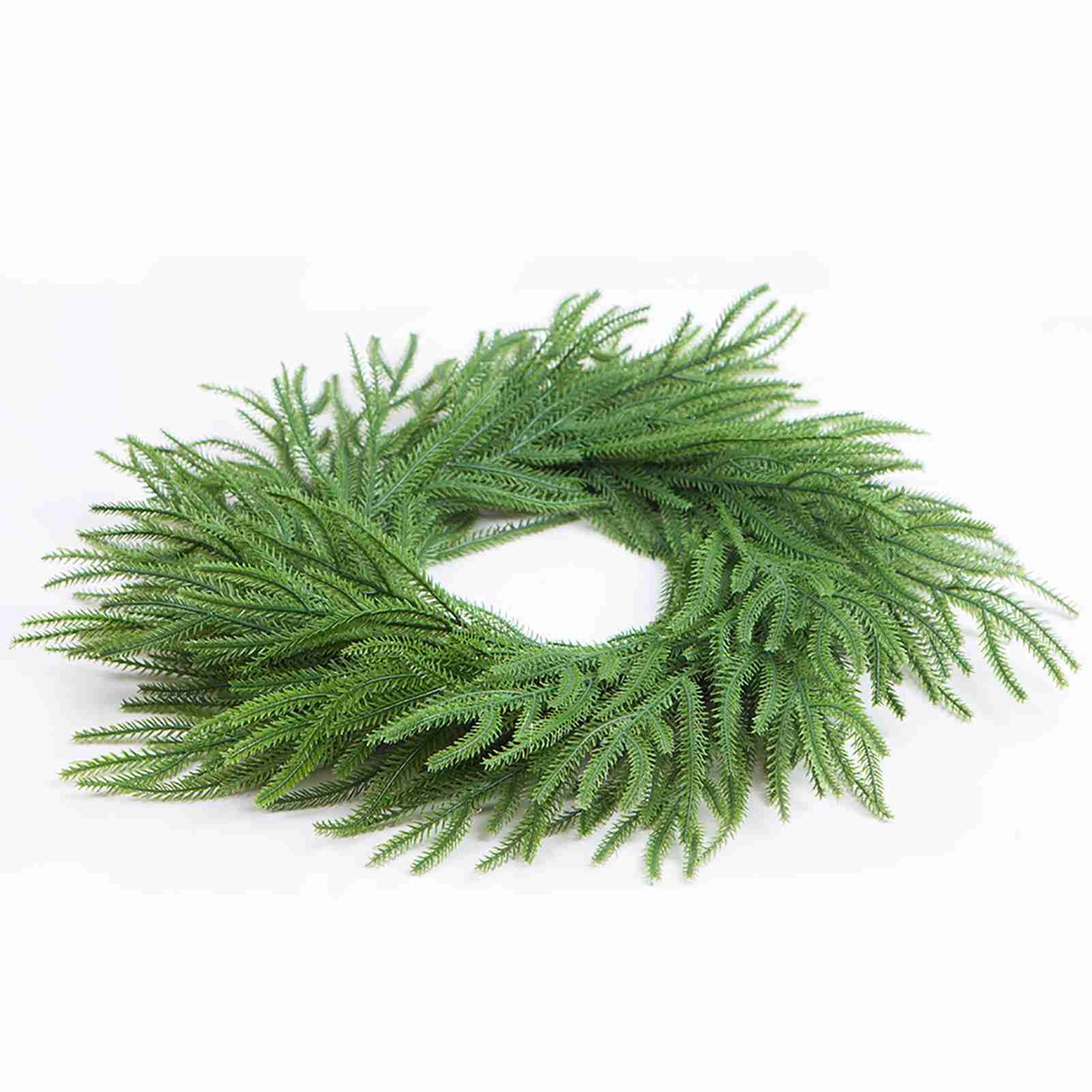 Artificial Norfolk Pine Wreath 60cm Faux Xmas Green Pine Hanging Wreath for view 3