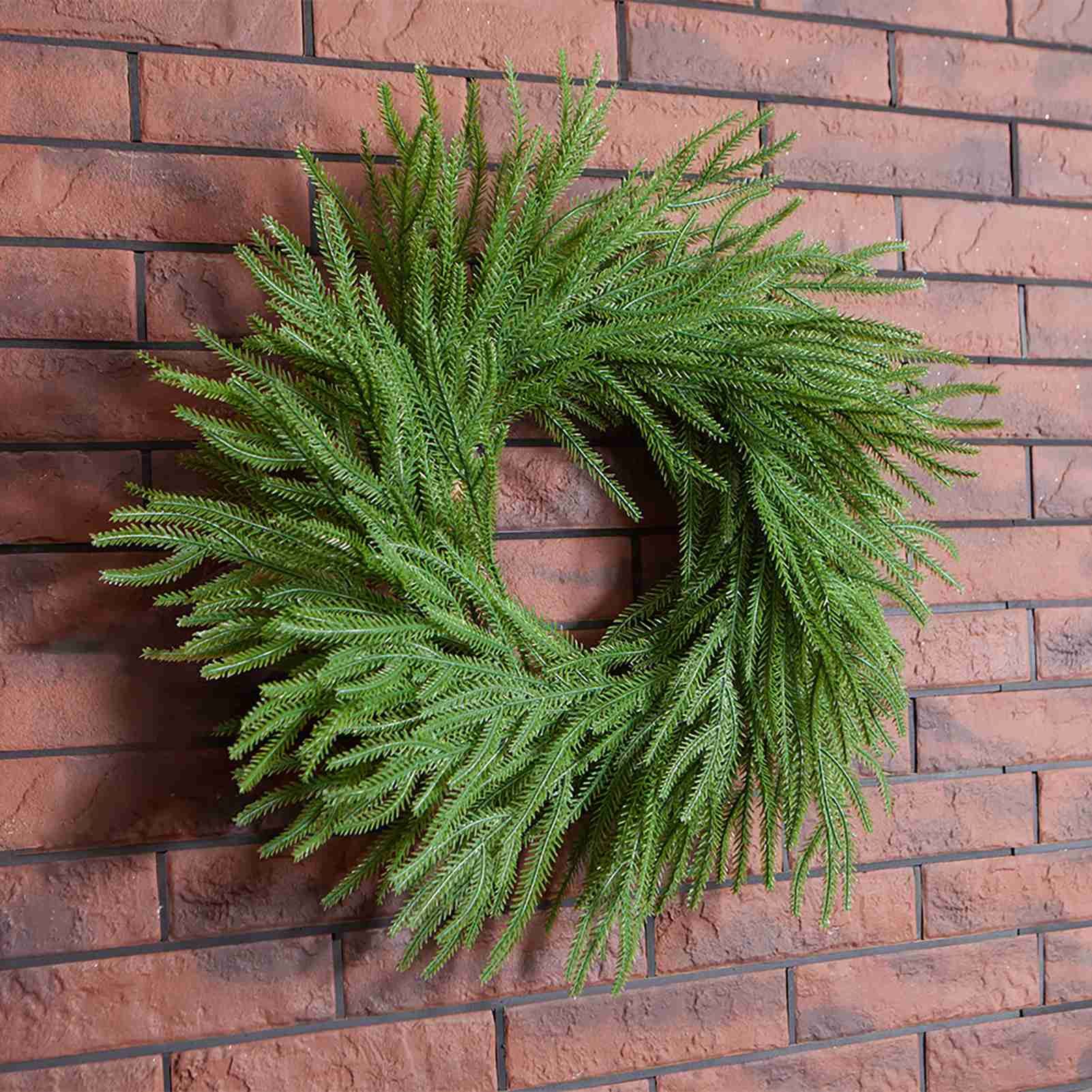 Artificial Norfolk Pine Wreath 60cm Faux Xmas Green Pine Hanging Wreath for view 5