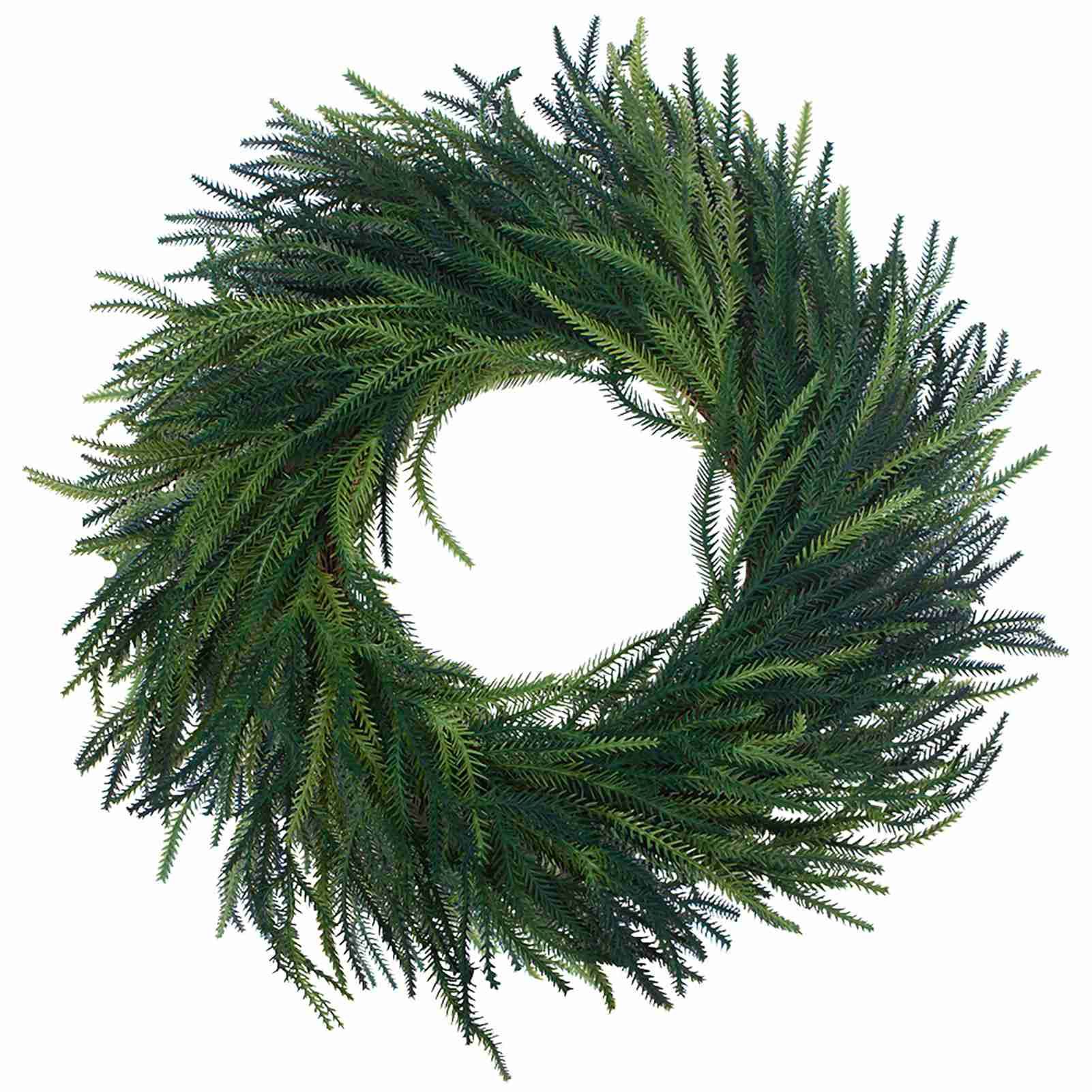 Artificial Norfolk Pine Wreath 60cm Faux Xmas Green Pine Hanging Wreath for view 2