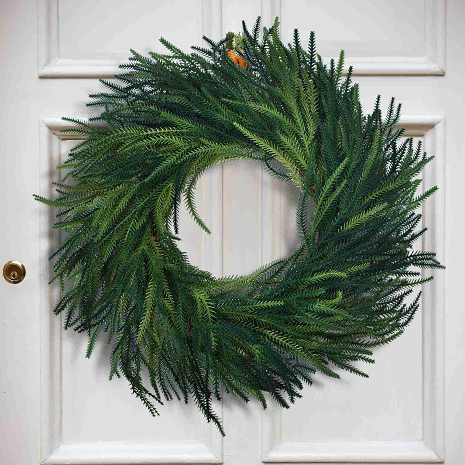 Artificial Norfolk Pine Wreath 60cm Faux Xmas Green Pine Hanging Wreath for view 3