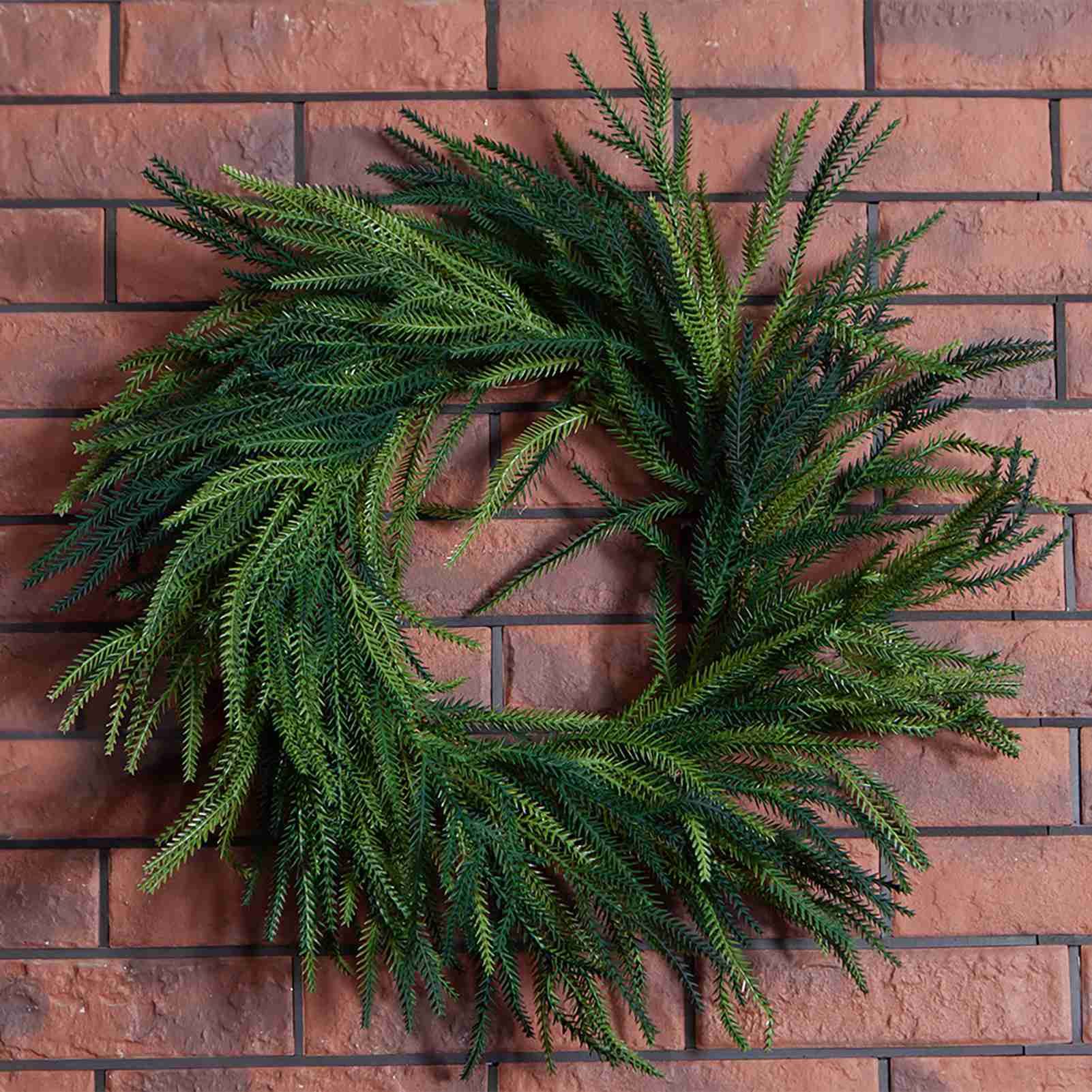 Artificial Norfolk Pine Wreath 60cm Faux Xmas Green Pine Hanging Wreath for view 5