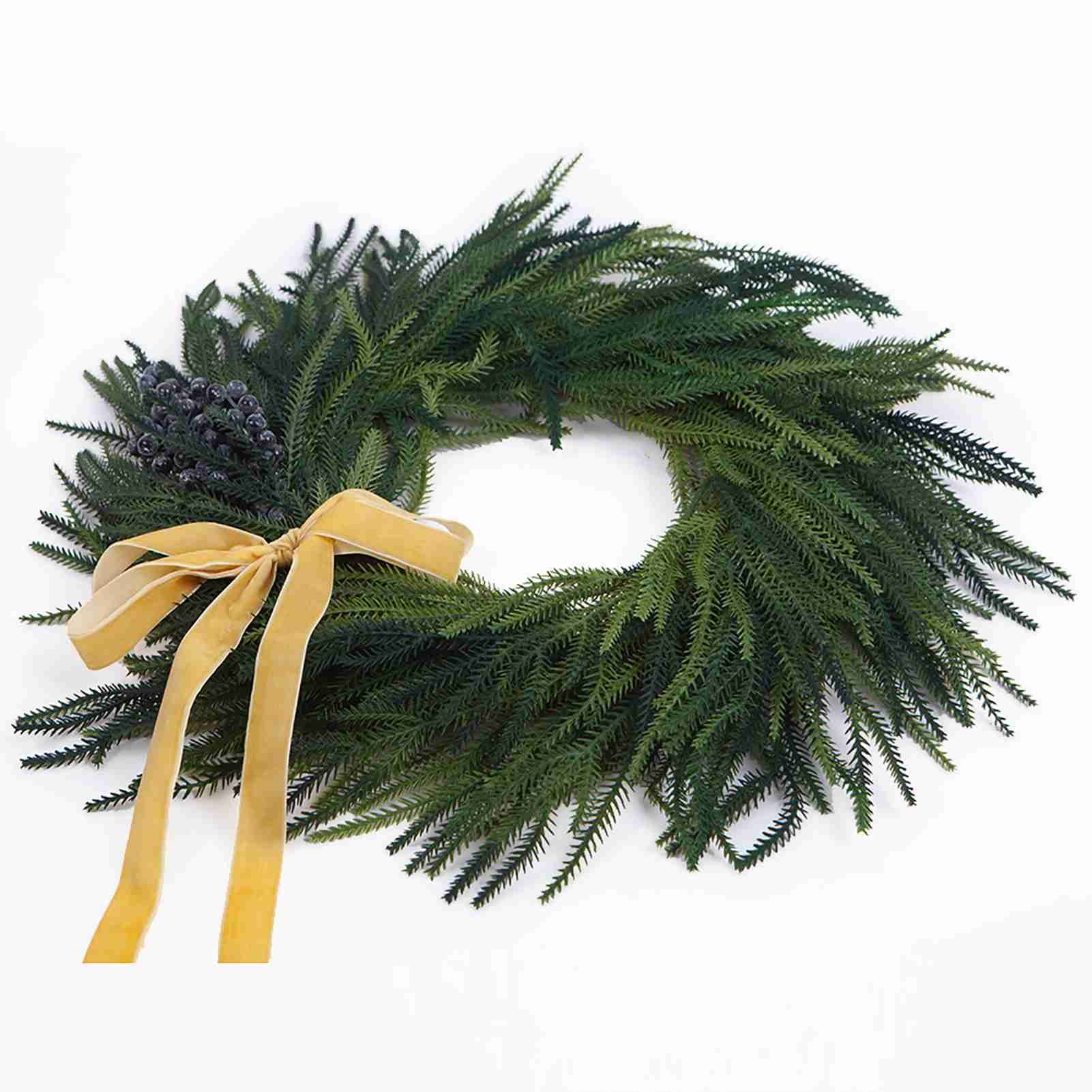 Artificial Norfolk Pine Wreath 60cm Faux Xmas Green Pine Hanging Wreath with view 4