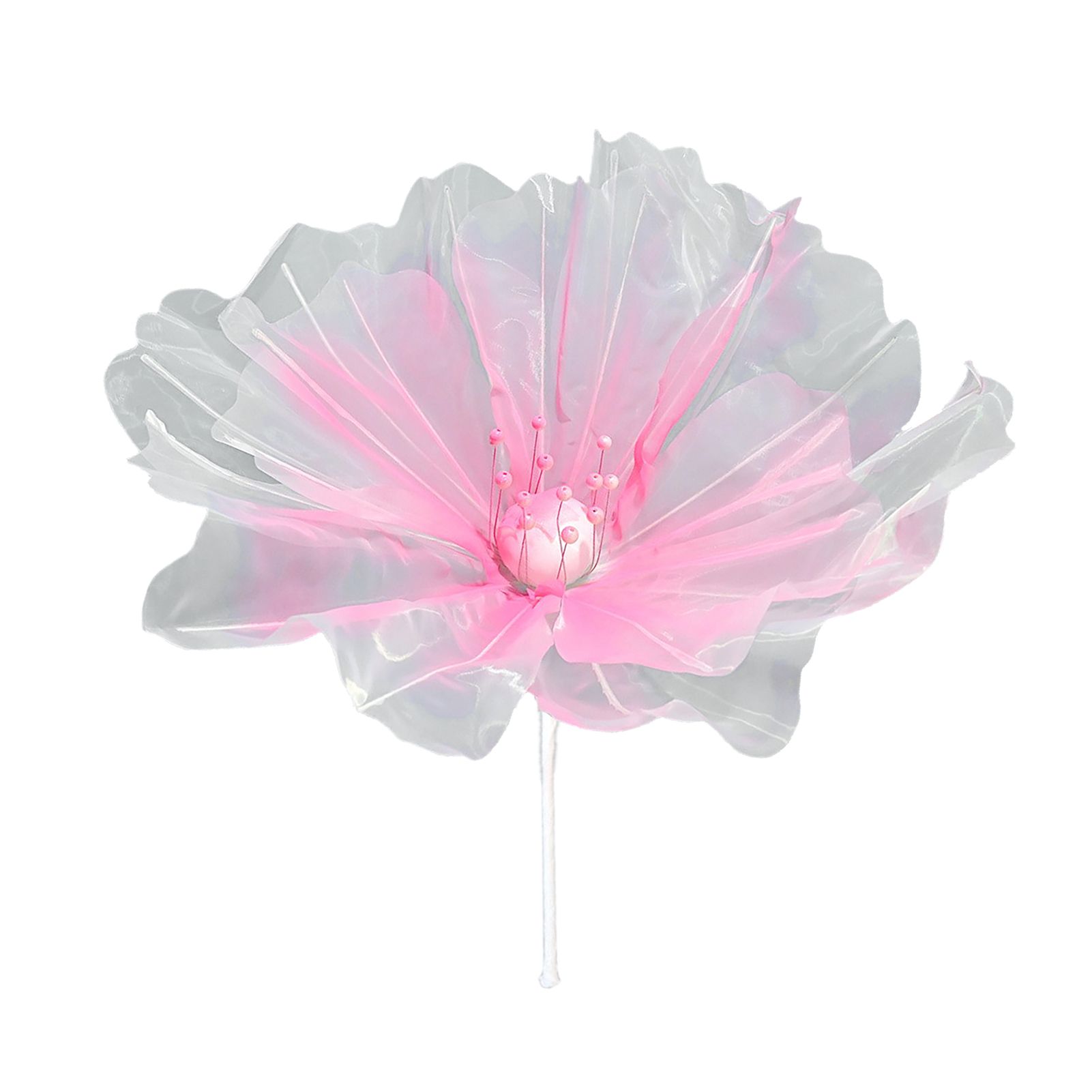 Rose Red Organza Flower Artificial Silk Gauze Flower with Beads Appliques for view 3