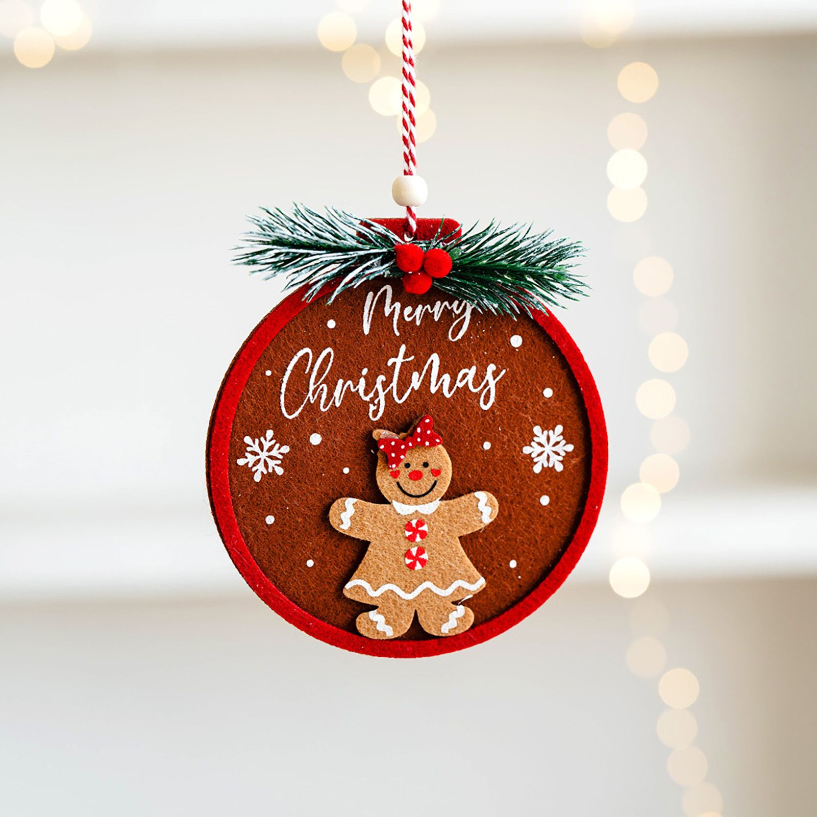 6pcs Gingerbread Man Ornament Cute Felt Xmas Tree Hanging Decorations for view 4