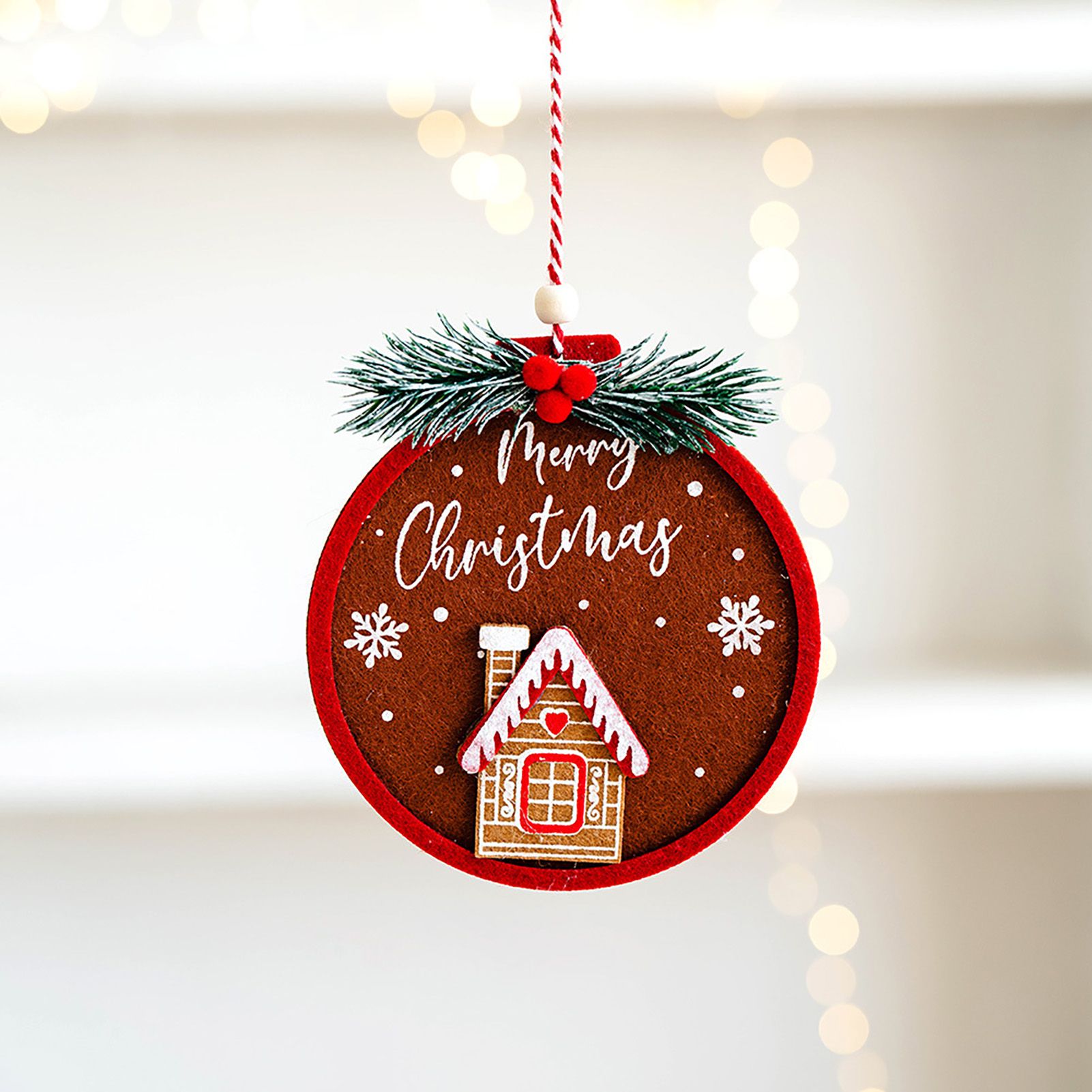 6pcs Gingerbread Man Ornament Cute Felt Xmas Tree Hanging Decorations for view 5