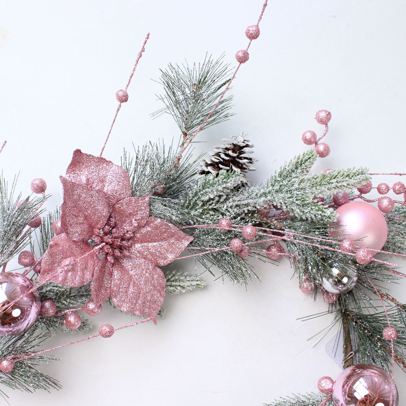 Artificial Xmas Decor Flower and Pine Needles Artificial Xmas Hanging Decor view 2