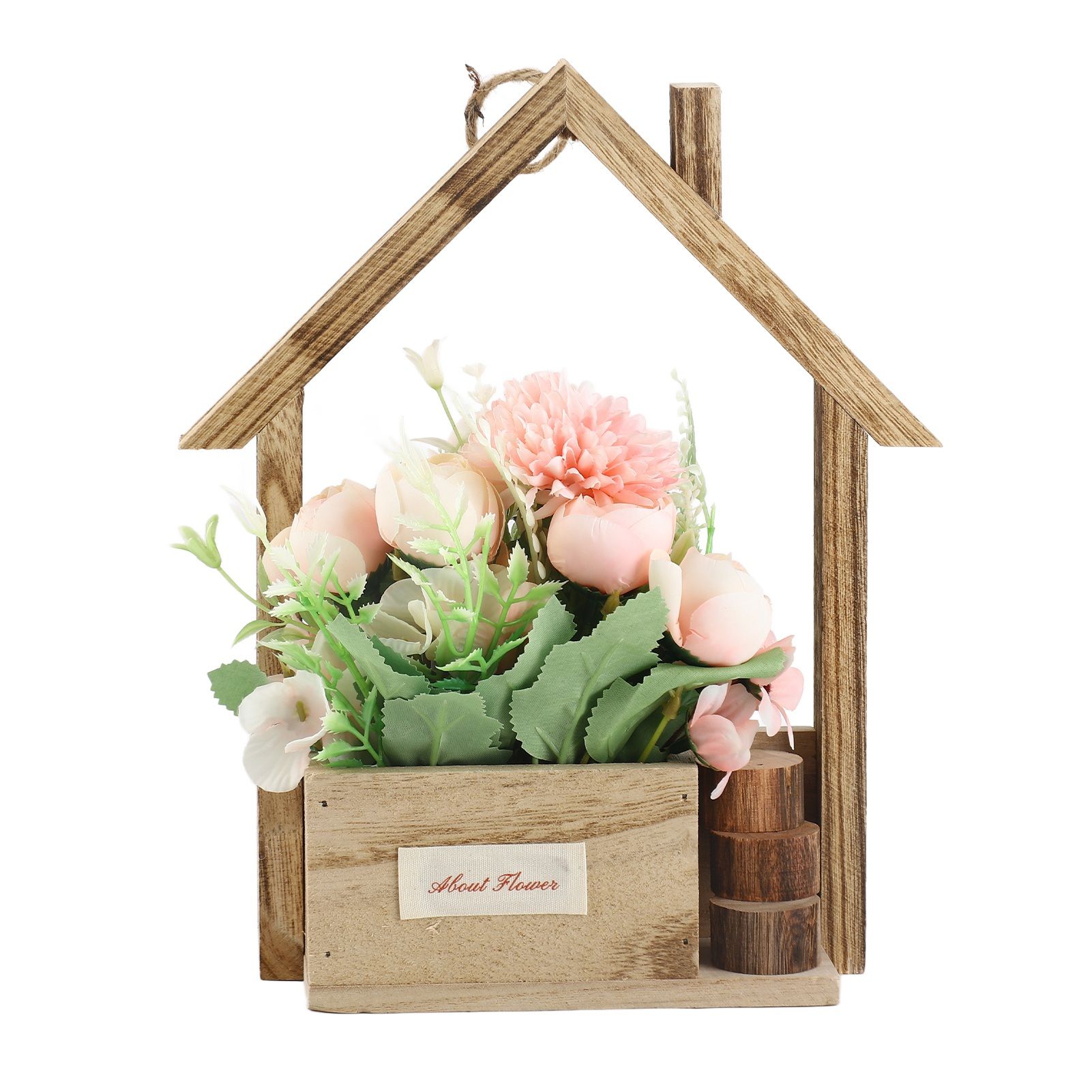 Hanging Basket Artificial Flowers Unique Wall Decorative Planter Flower Basket view 2