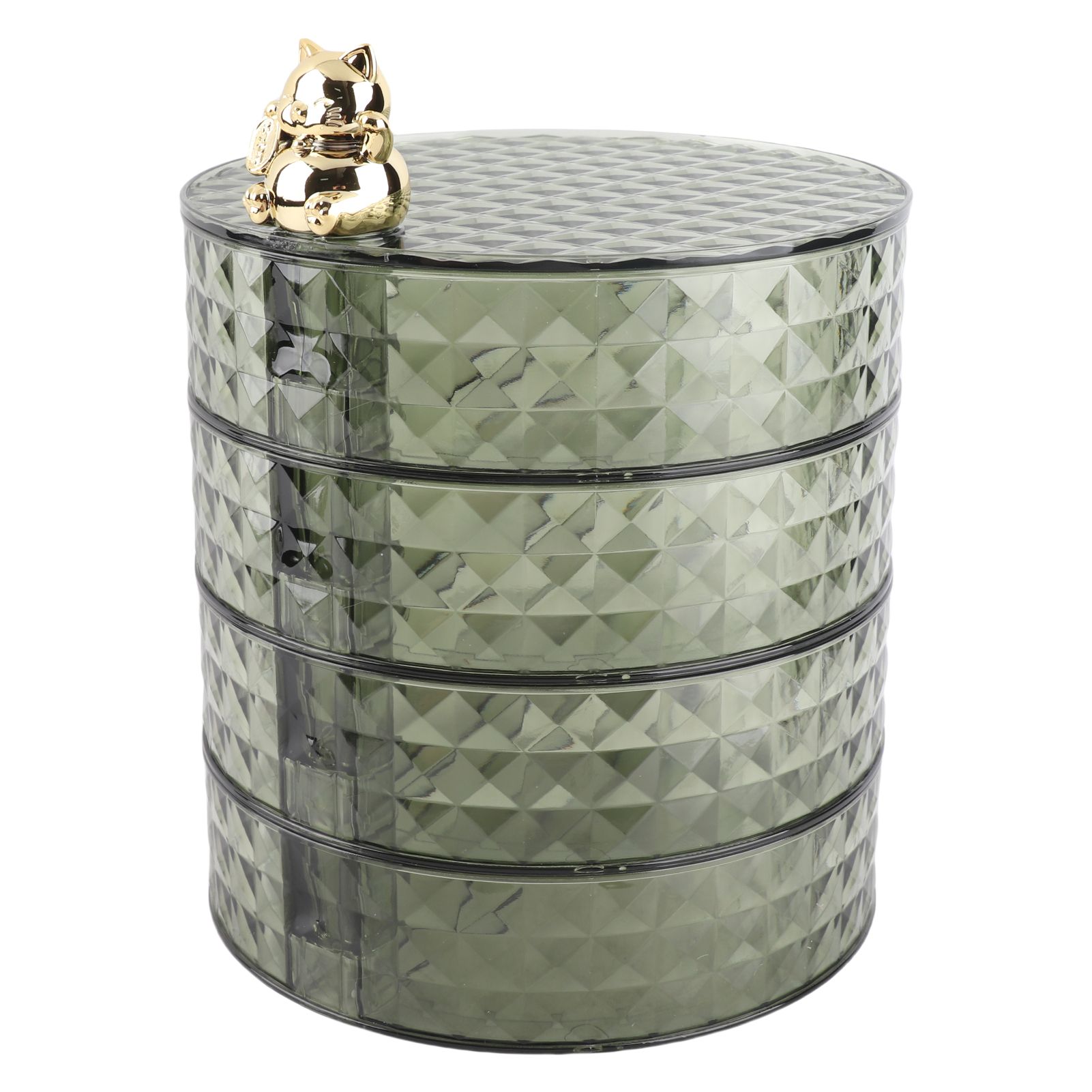 Desktop Jewelry Storage Box Dust Proof 4 Layer Rotating Jewelry Organizer for