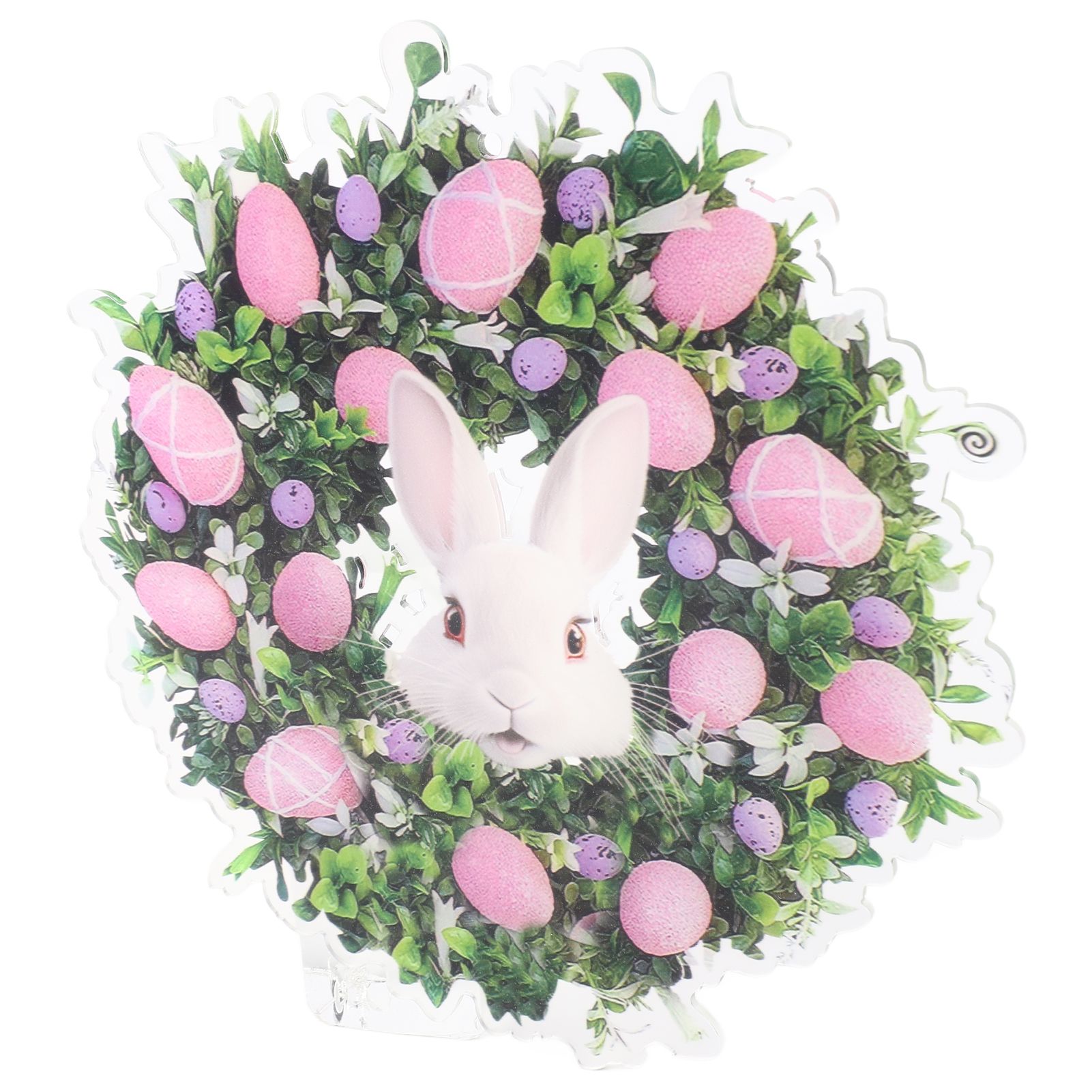 Easter Bunny Wreath Hanging Artificial Decorative Easter Wreath with Eggs for view 4
