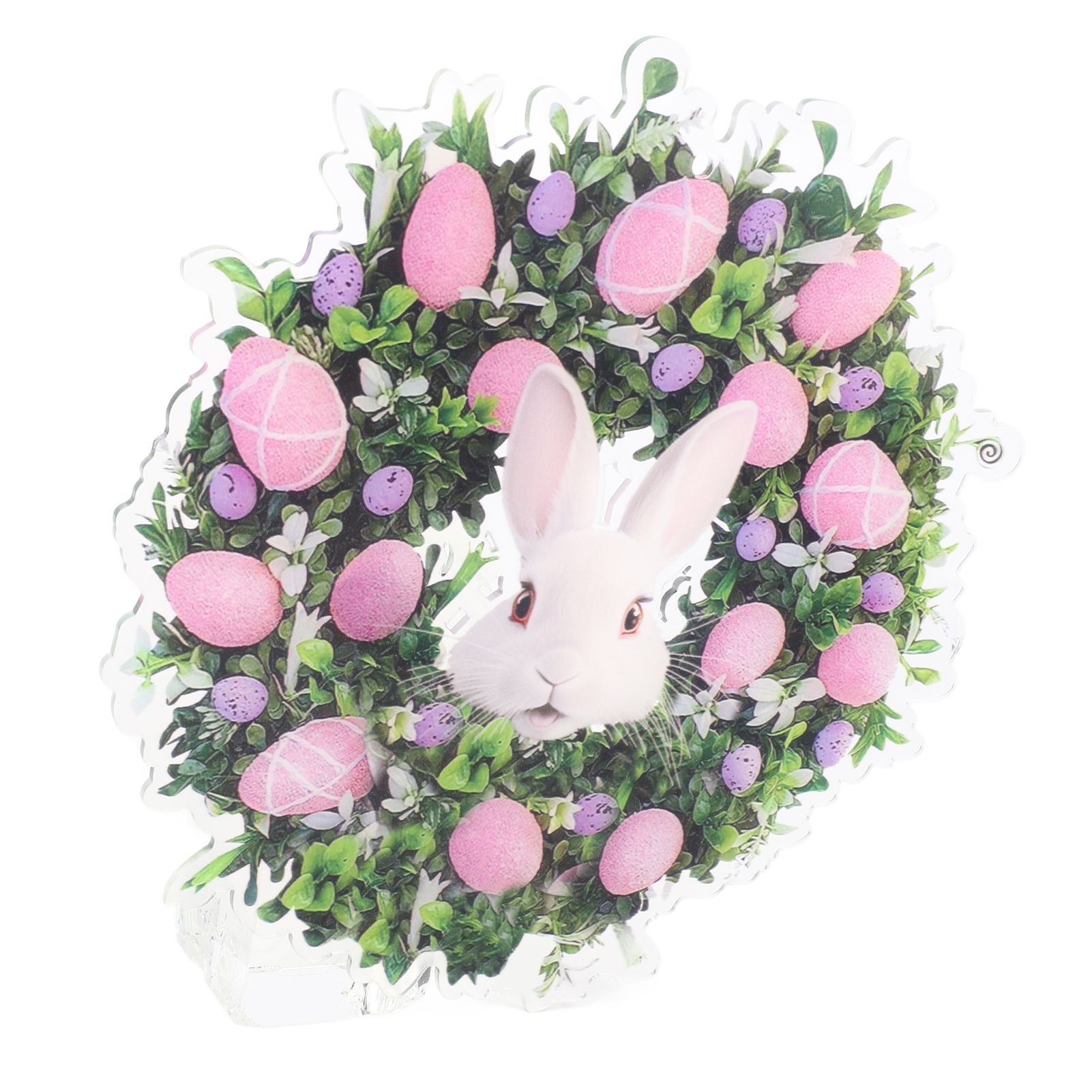 Easter Bunny Wreath Hanging Artificial Decorative Easter Wreath with Eggs for view 7