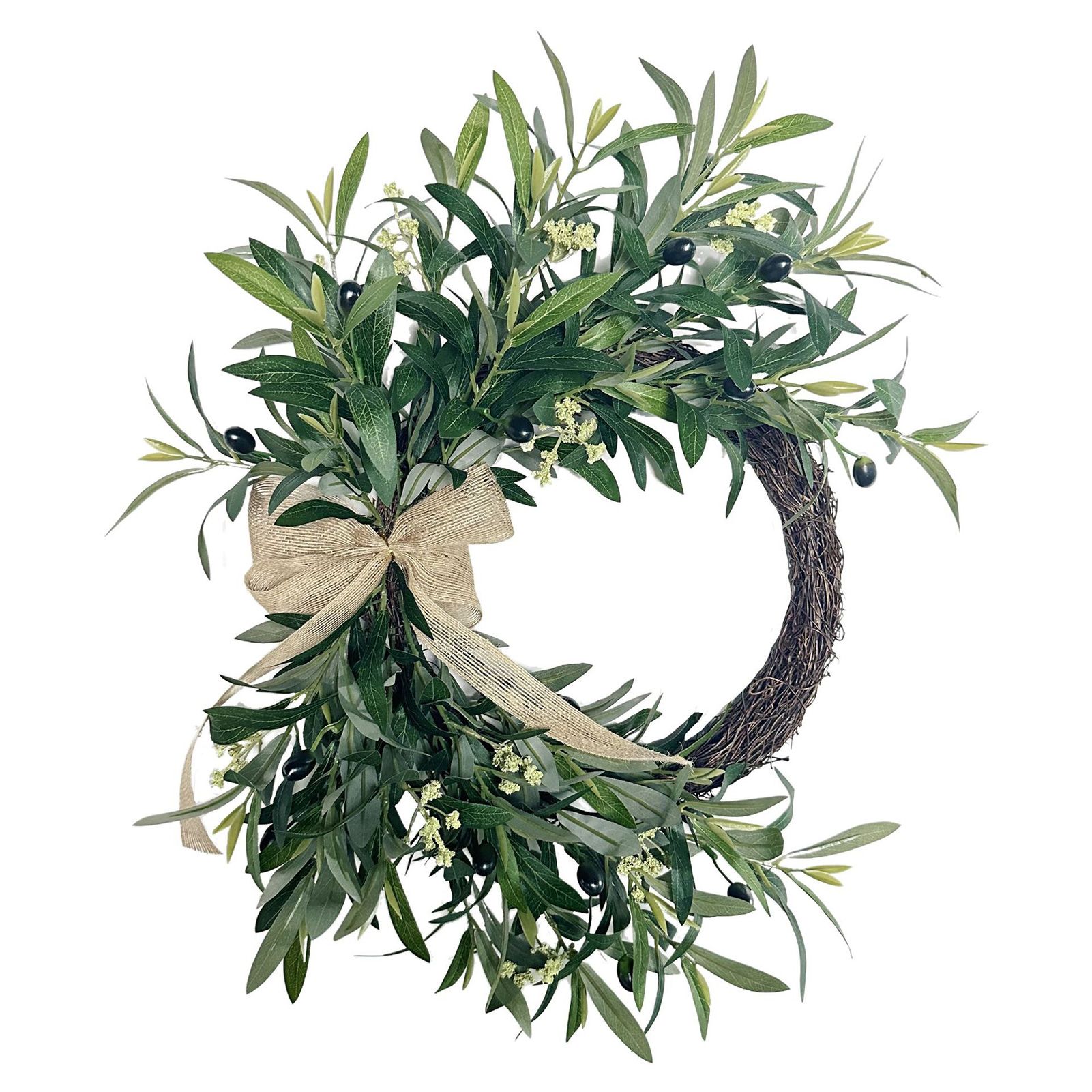 Artificial Olive Wreath 45cm Front Door Greenery Wreath with Olive Leaves view 3