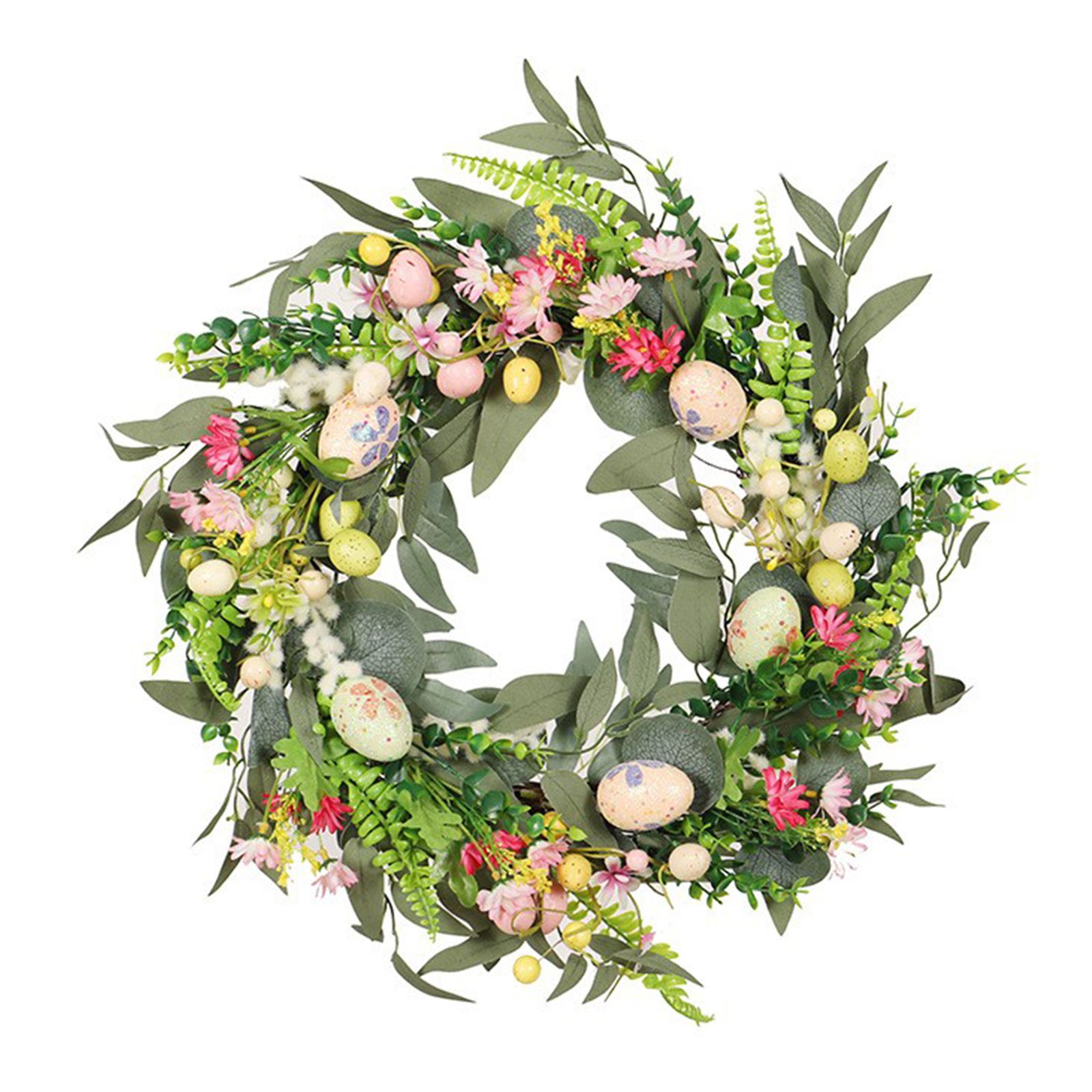 Easter Colorful Egg Wreath Artificial Flowers Eucalyptus Garland for Wall — image 1
