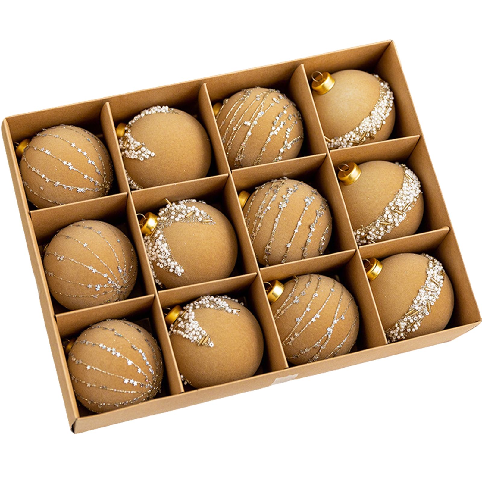 12pcs 6cm Velvet Ball Ornaments Shatter Proof Decorative Flocked Velvet view 2