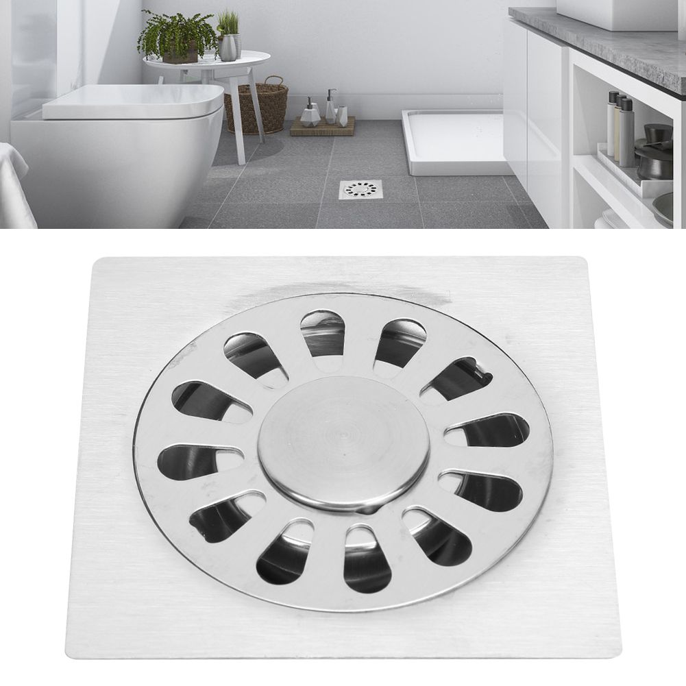 2Pcs Stainless Steel Dual Use Square Shape Floor Drain Bathroom Washing view 5