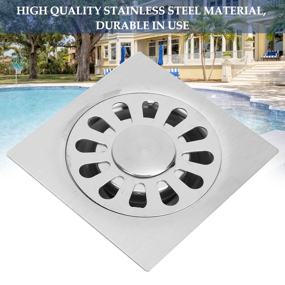 2Pcs Stainless Steel Dual Use Square Shape Floor Drain Bathroom Washing view 8