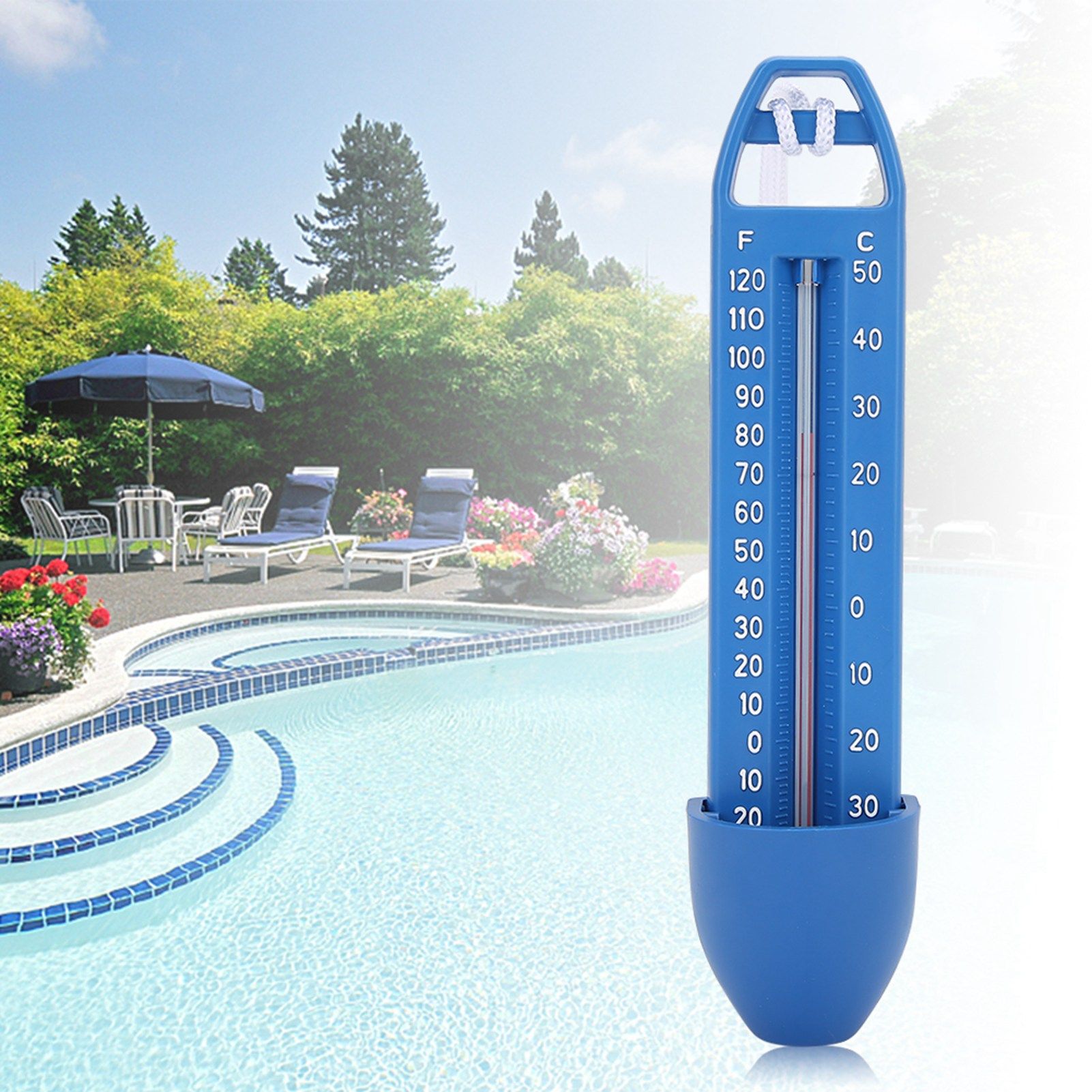2Pcs 16.5x3.7cm Floating Swimming Pool Thermometer for Swimming Pool SPA Sauna