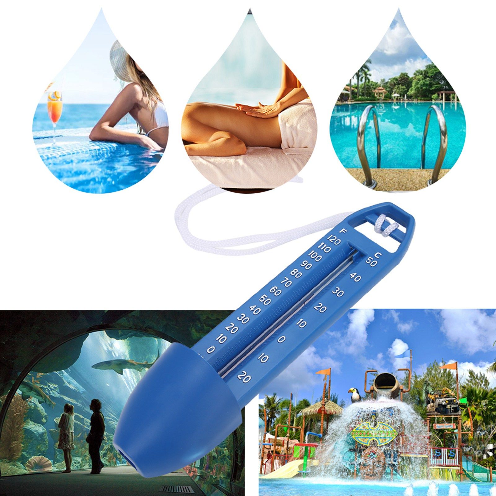 2Pcs 16.5x3.7cm Floating Swimming Pool Thermometer for Swimming Pool SPA Sauna view 8