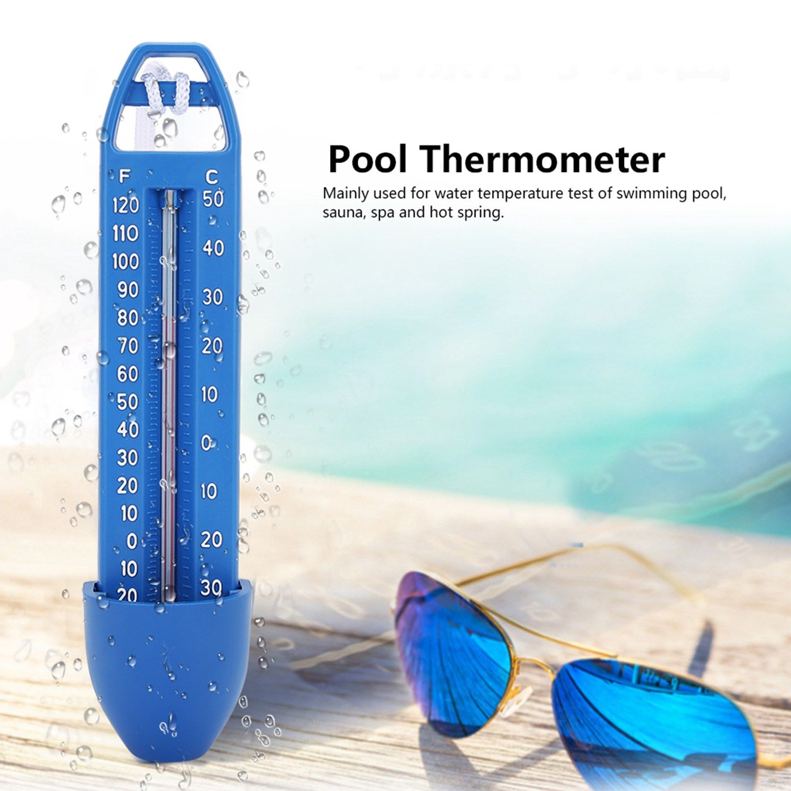 2Pcs 16.5x3.7cm Floating Swimming Pool Thermometer for Swimming Pool SPA Sauna view 10
