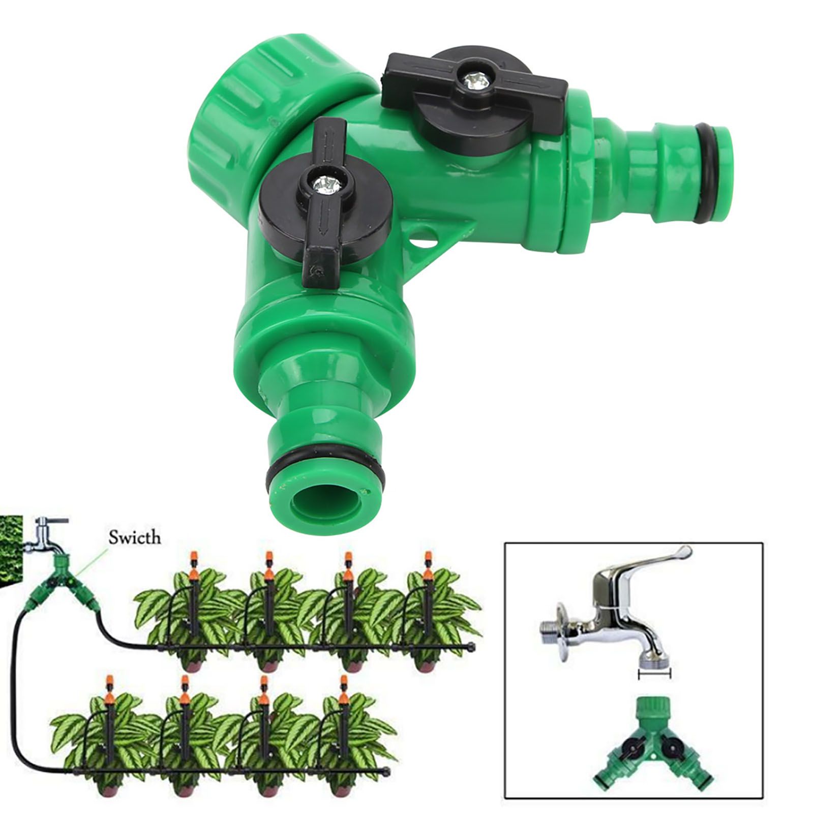 2Pcs G3/4 PNTY DN20 3-Way Water Splitter Tee Connector Adapter Valve with view 7