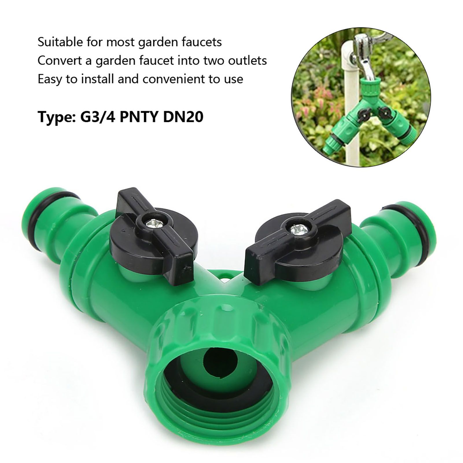 2Pcs G3/4 PNTY DN20 3-Way Water Splitter Tee Connector Adapter Valve with view 11