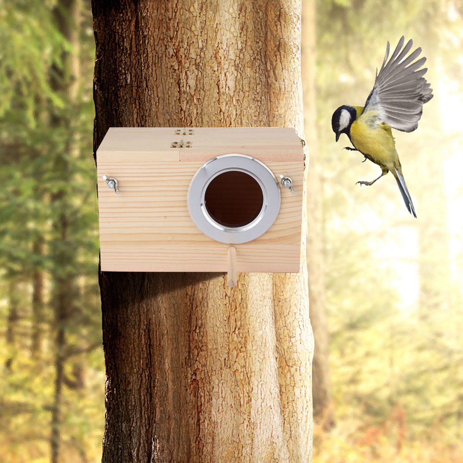 12x12x19.5cm Wood Bird House Pet Incubation Breeding Box Outdoor Garden view 6
