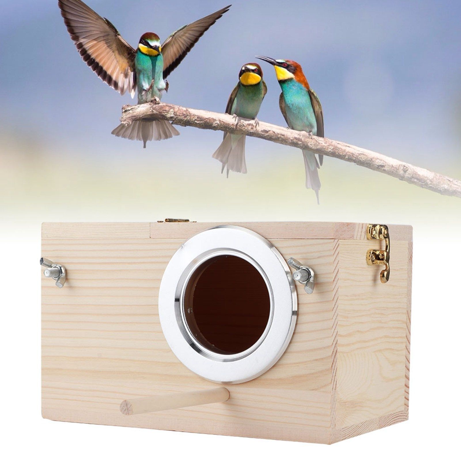 12x12x19.5cm Wood Bird House Pet Incubation Breeding Box Outdoor Garden view 7