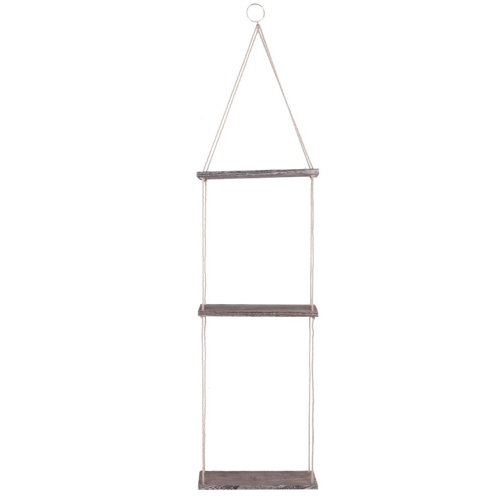 Courtyard Vintage Wood Wall Hanging Shelf Plant Flower Pot Shelf Rack Home view 3