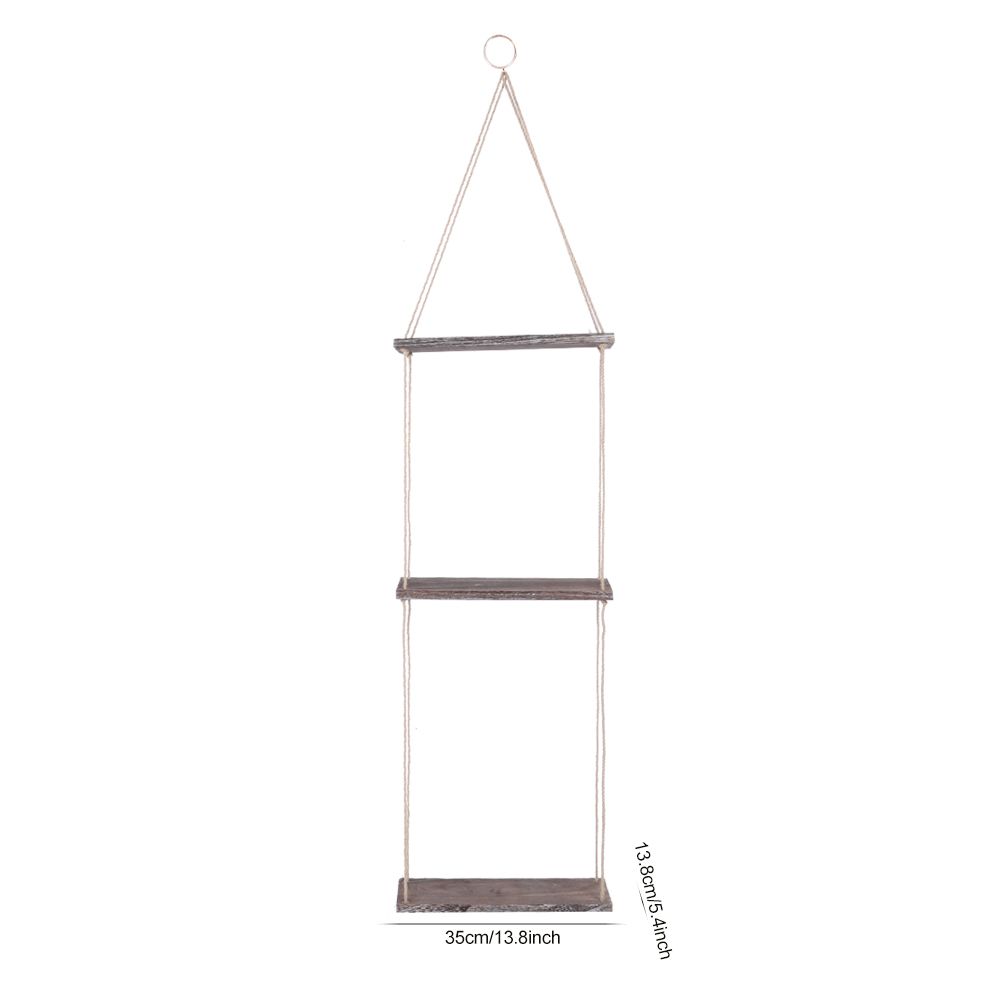 Courtyard Vintage Wood Wall Hanging Shelf Plant Flower Pot Shelf Rack Home view 10