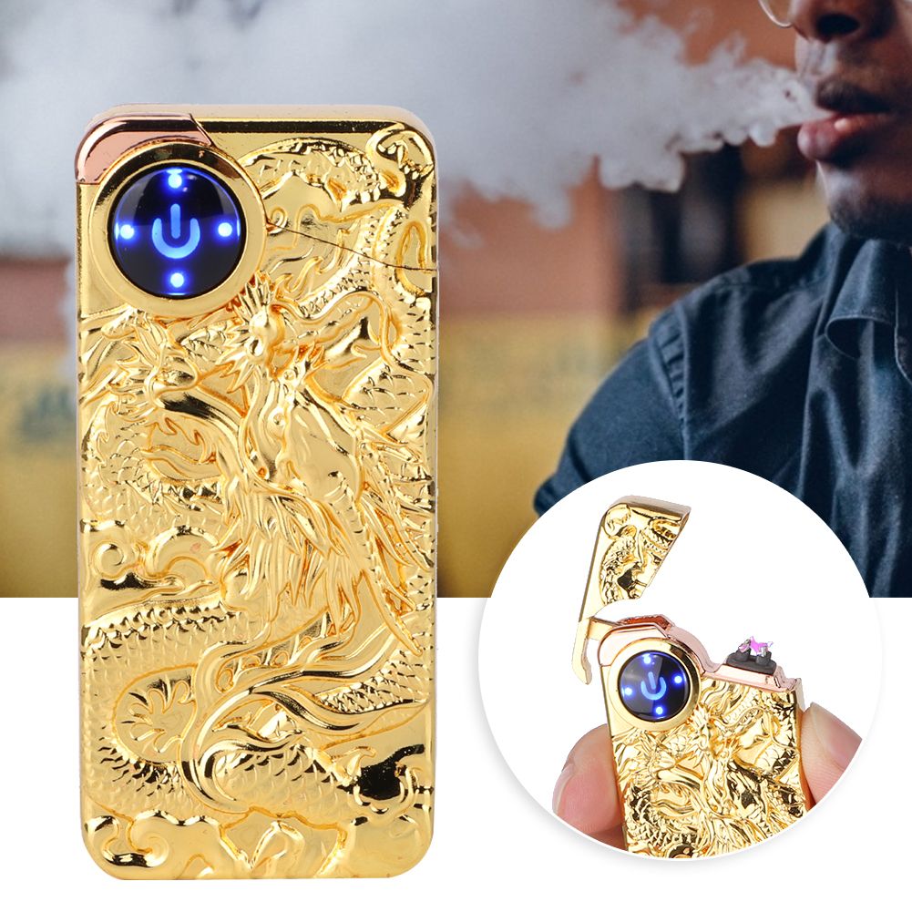 Fashionable Stylish Pattern Dual Arc Charging Lighter Touching Sensing Pulse view 5