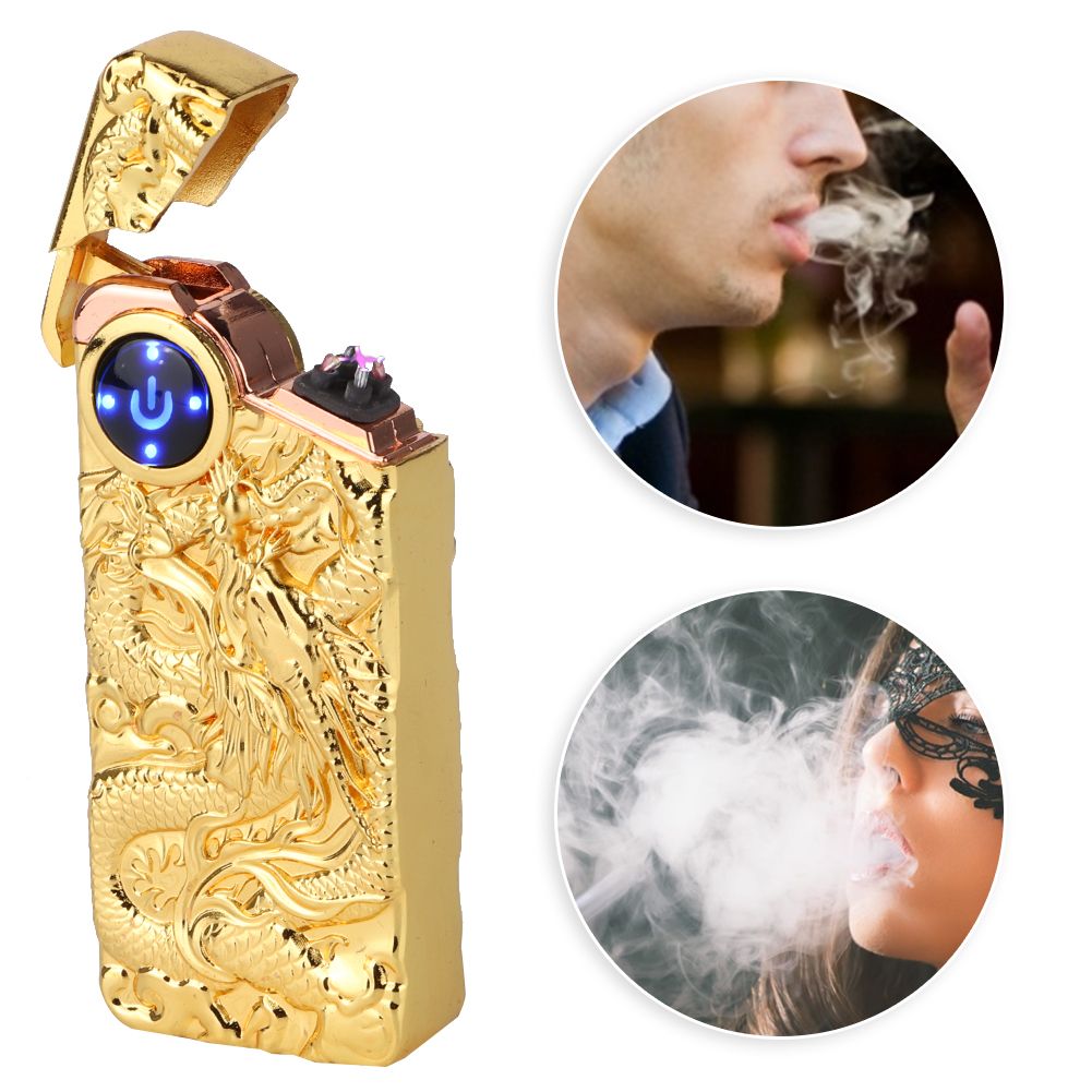 Fashionable Stylish Pattern Dual Arc Charging Lighter Touching Sensing Pulse view 6