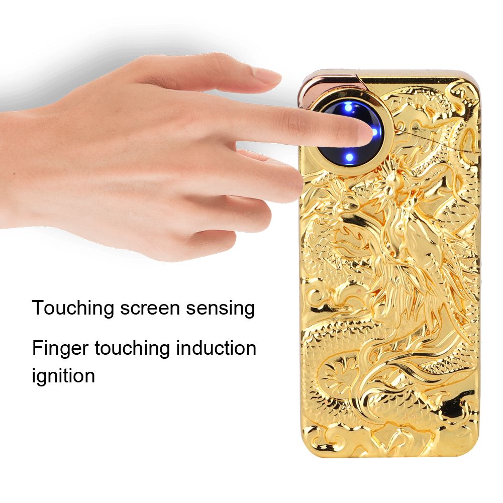 Fashionable Stylish Pattern Dual Arc Charging Lighter Touching Sensing Pulse view 10