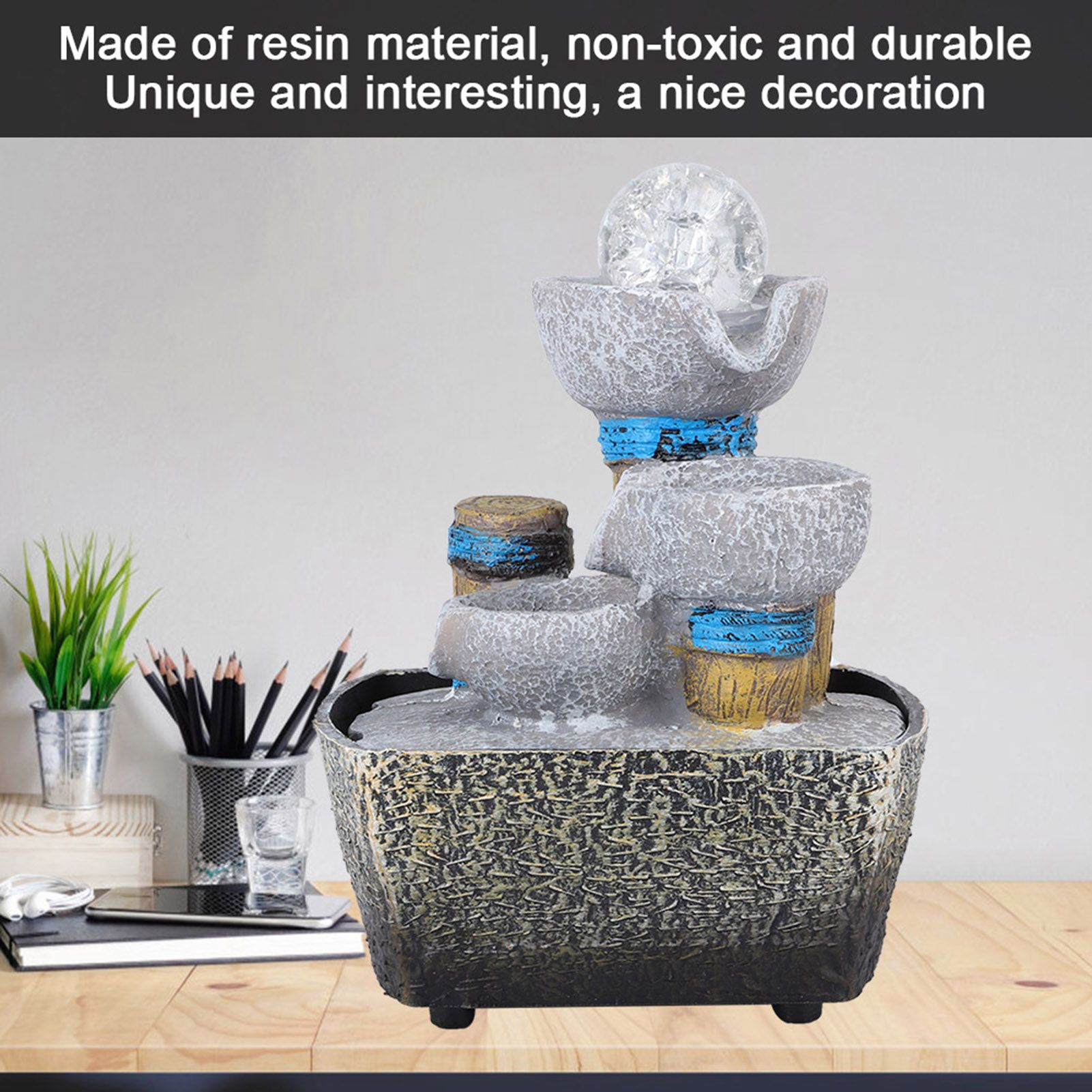 Mini Unique Shape Simulation Desktop Fountain Waterfall Table Ornament for view 7