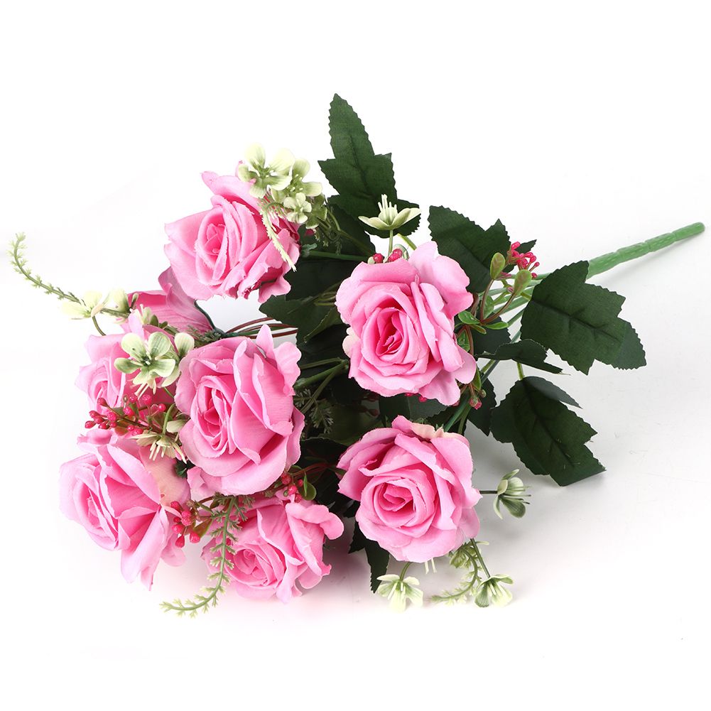 Artificial Rose Flowers Fake Simulation Plastic Flowers for Home Garden DecorPeach view 3