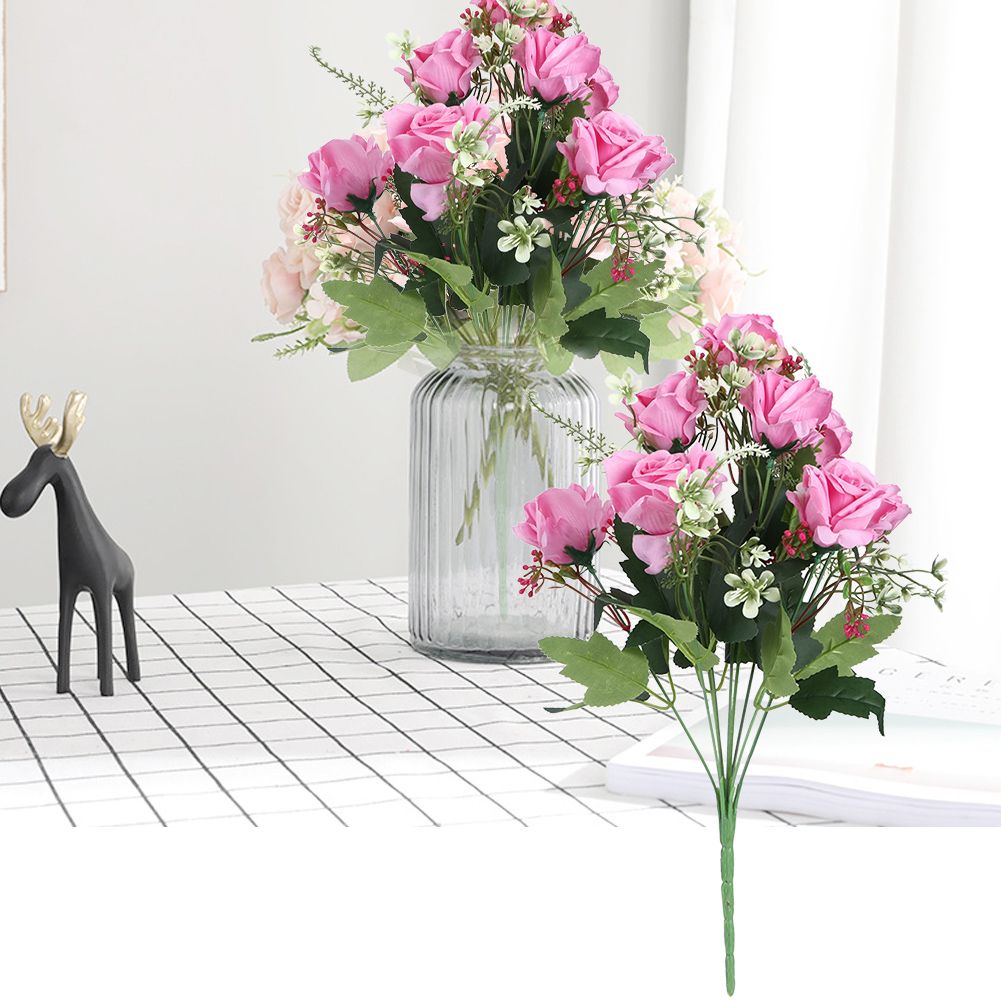 Artificial Rose Flowers Fake Simulation Plastic Flowers for Home Garden DecorPeach view 4