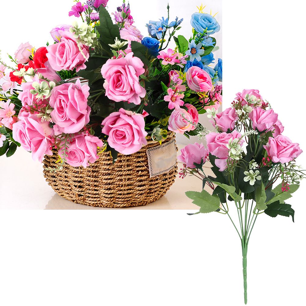 Artificial Rose Flowers Fake Simulation Plastic Flowers for Home Garden DecorPeach view 5