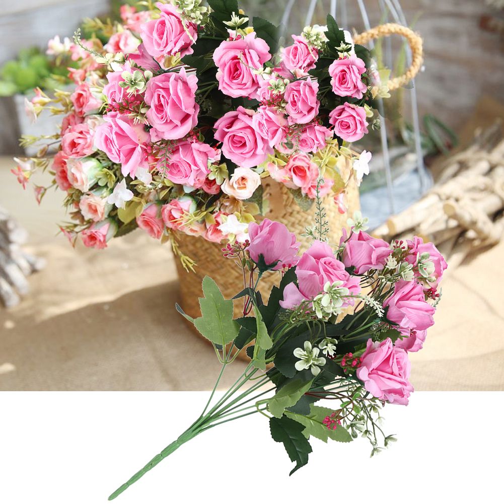 Artificial Rose Flowers Fake Simulation Plastic Flowers for Home Garden DecorPeach view 6