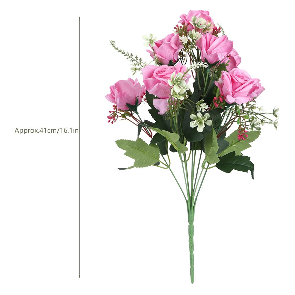 Artificial Rose Flowers Fake Simulation Plastic Flowers for Home Garden DecorPeach view 8