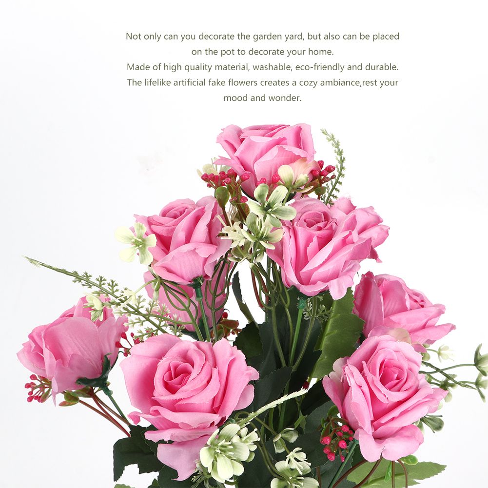 Artificial Rose Flowers Fake Simulation Plastic Flowers for Home Garden DecorPeach view 10