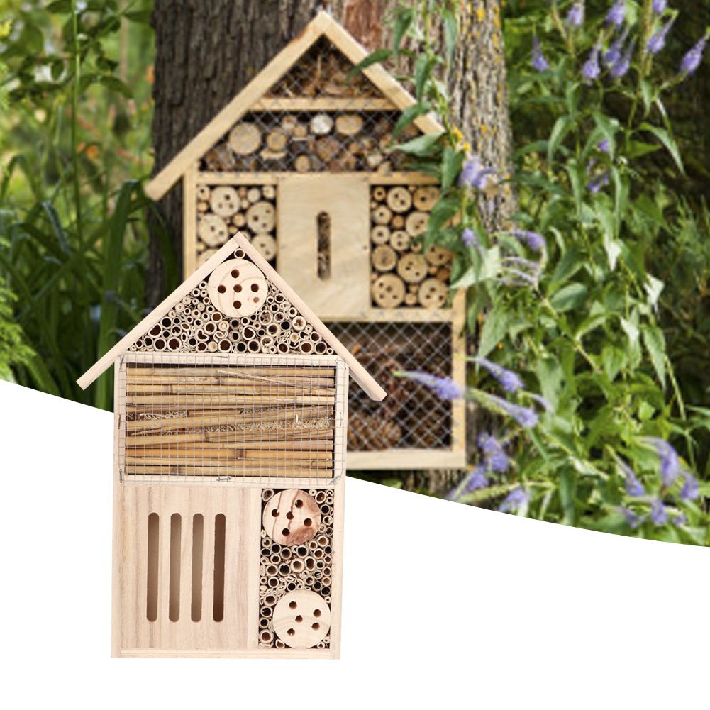 Garden Outdoor Wooden Insect Bee House Wood Bug Room Shelter Nesting Box view 4